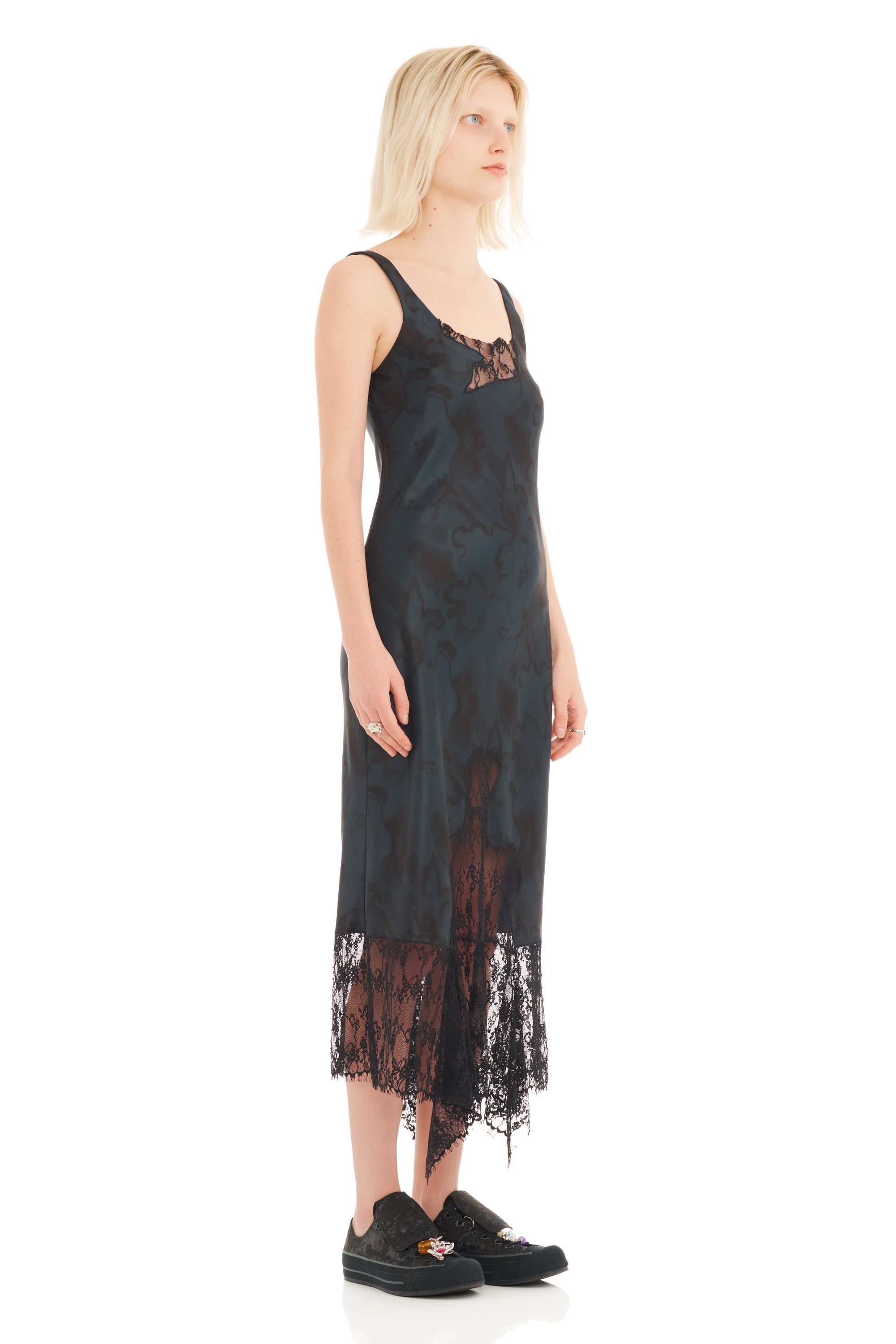 BLACK WATERCOLOR FLORAL ANEMONE DRESS