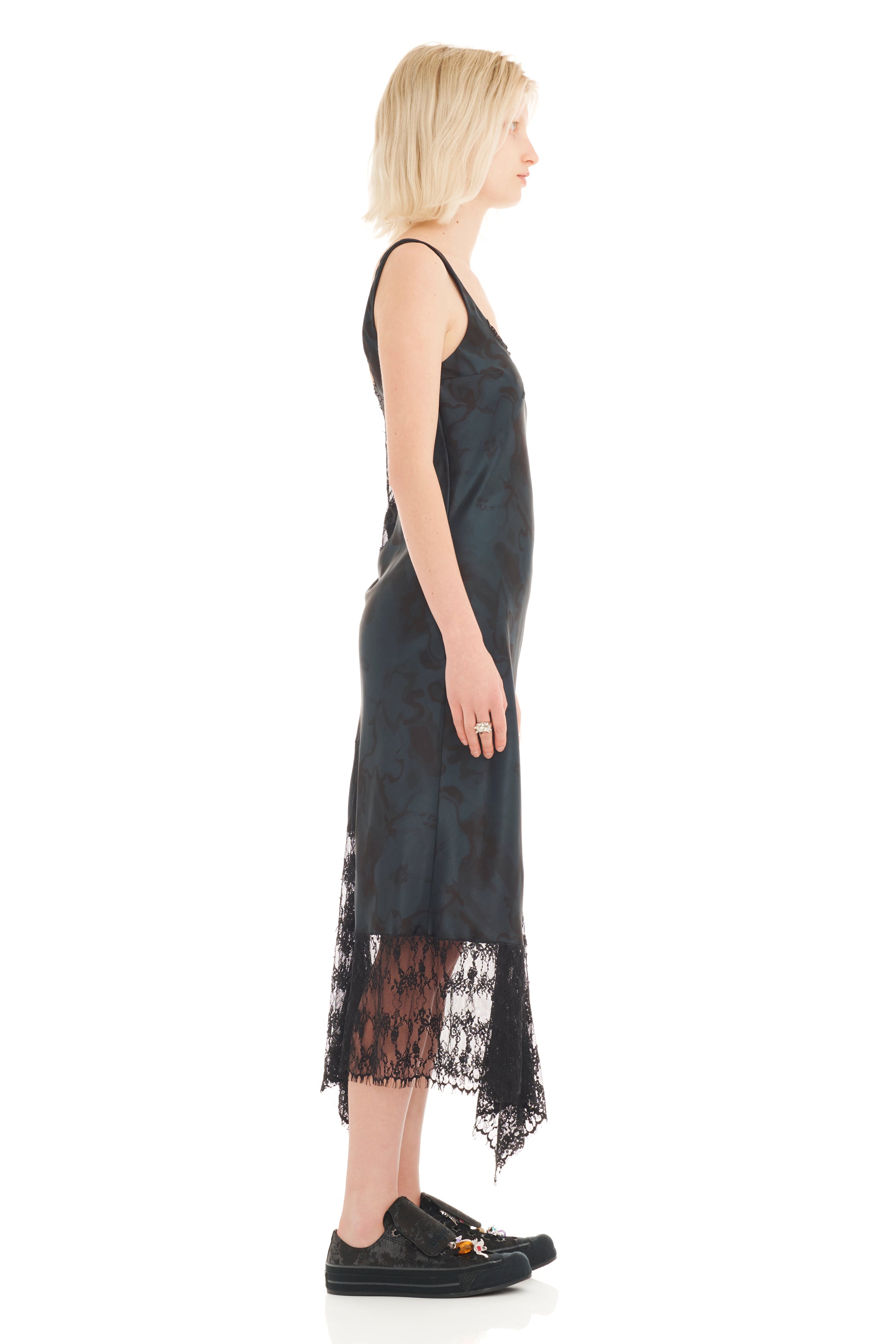 BLACK WATERCOLOR FLORAL ANEMONE DRESS