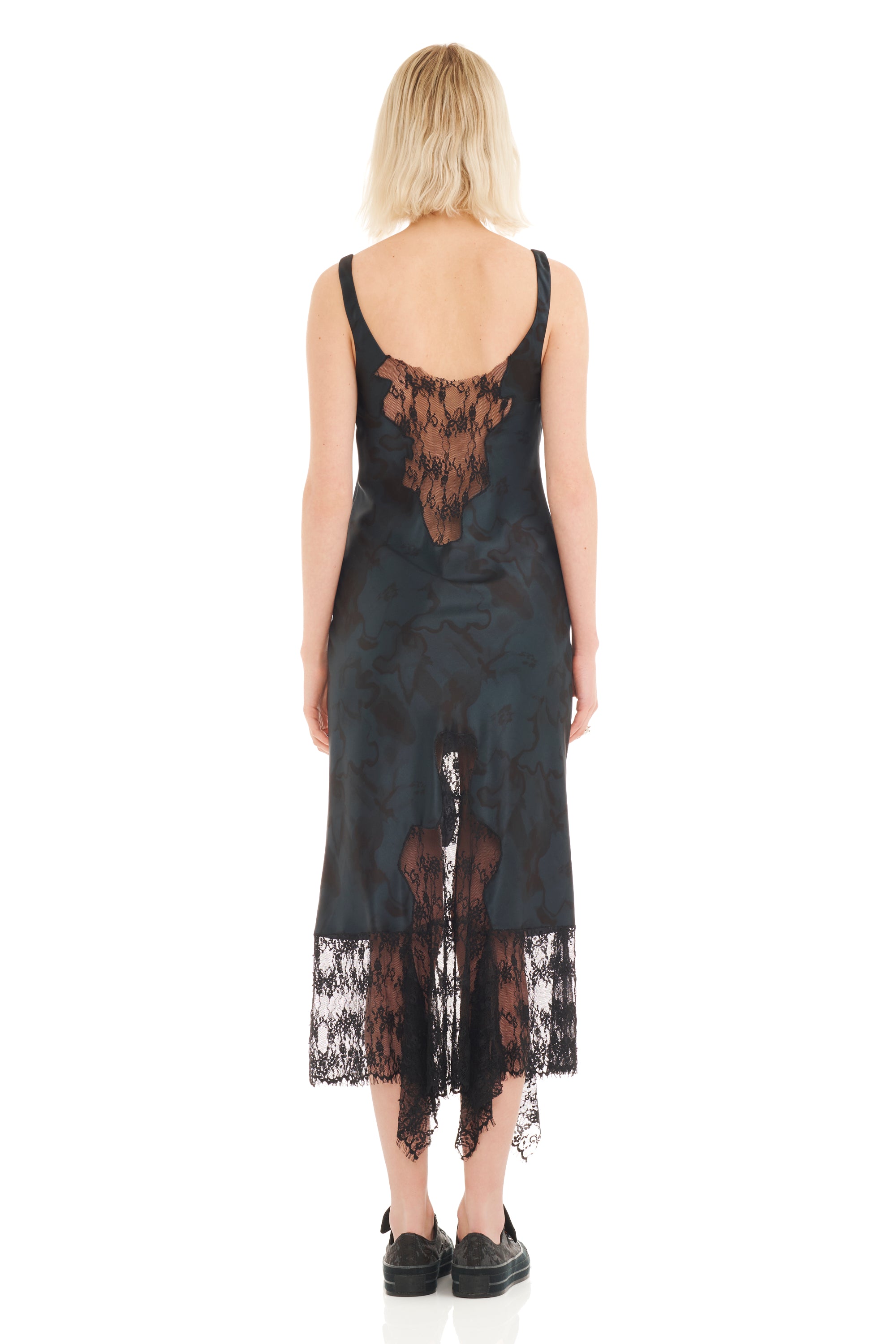 BLACK WATERCOLOR FLORAL ANEMONE DRESS