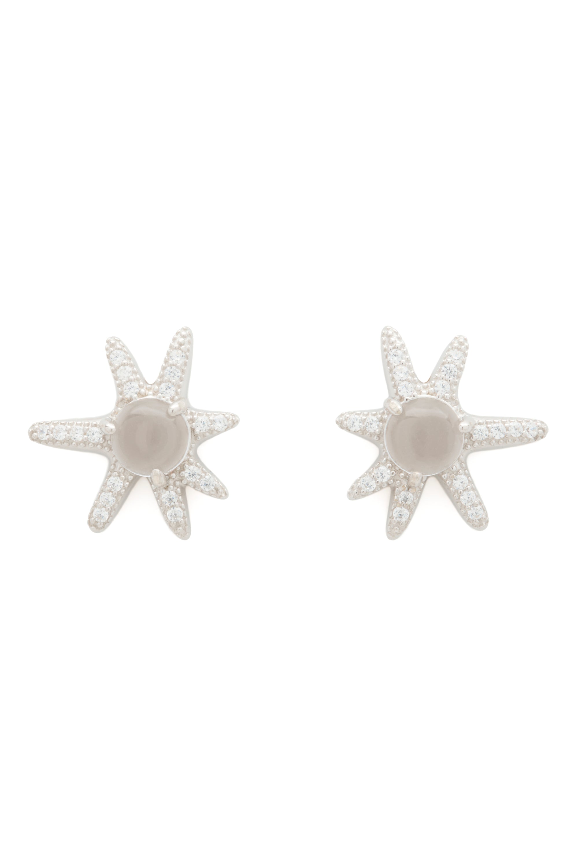 SILVER CLEAR ASTER EARRINGS