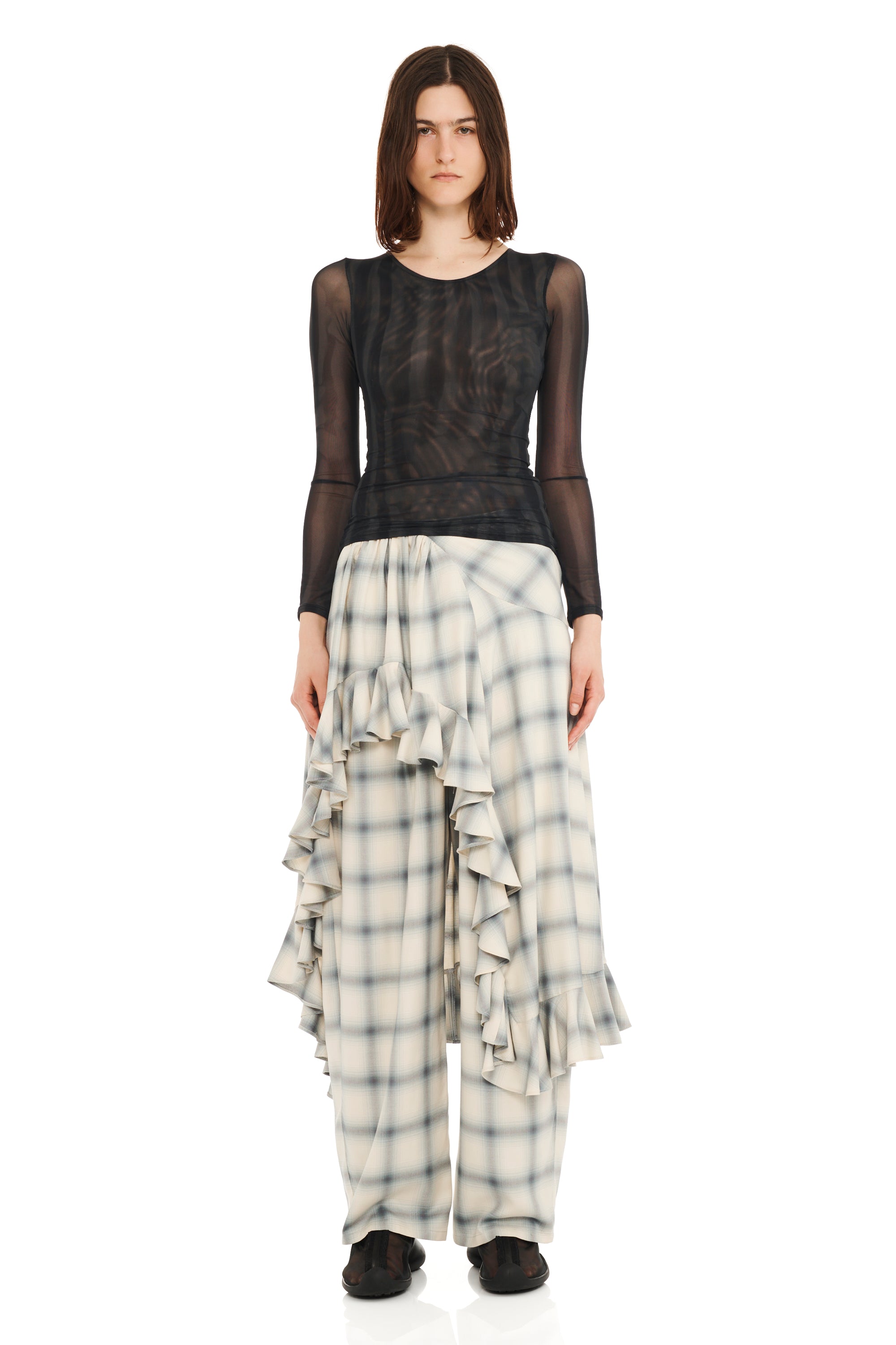 BLACK WAVY FLOWER STRIPE CARDIO CREW