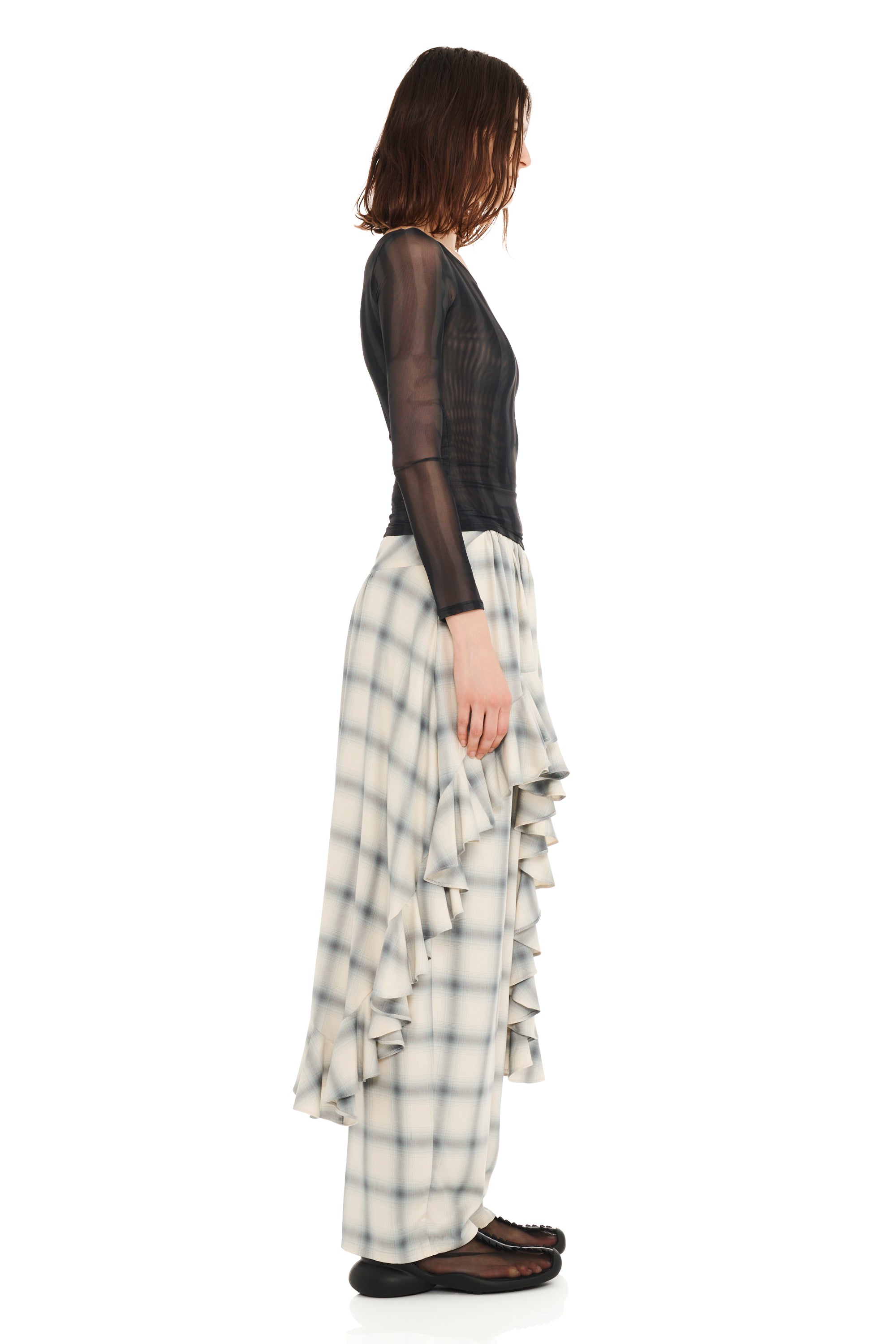 BLACK WAVY FLOWER STRIPE CARDIO CREW