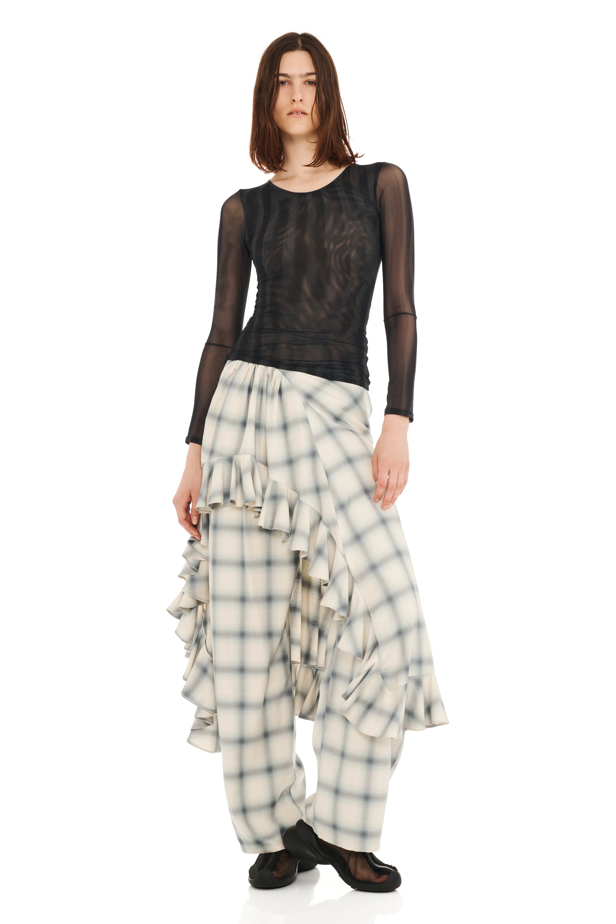 BLACK WAVY FLOWER STRIPE CARDIO CREW