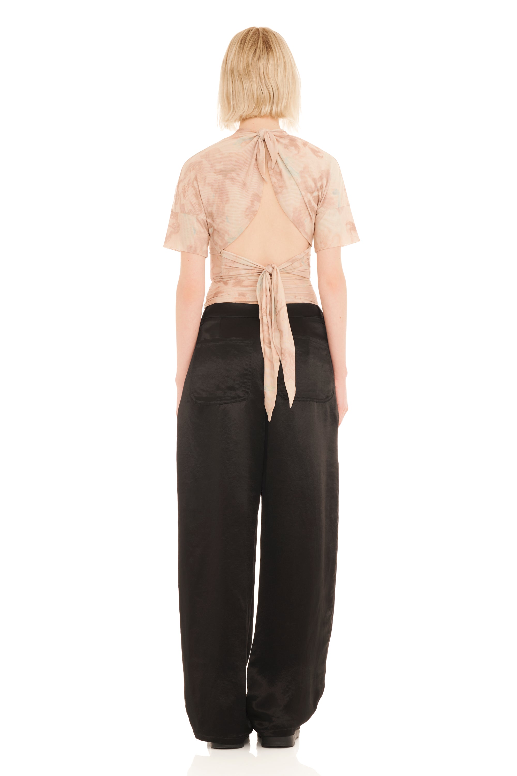 BLACK SATIN CATCHFLY TROUSER