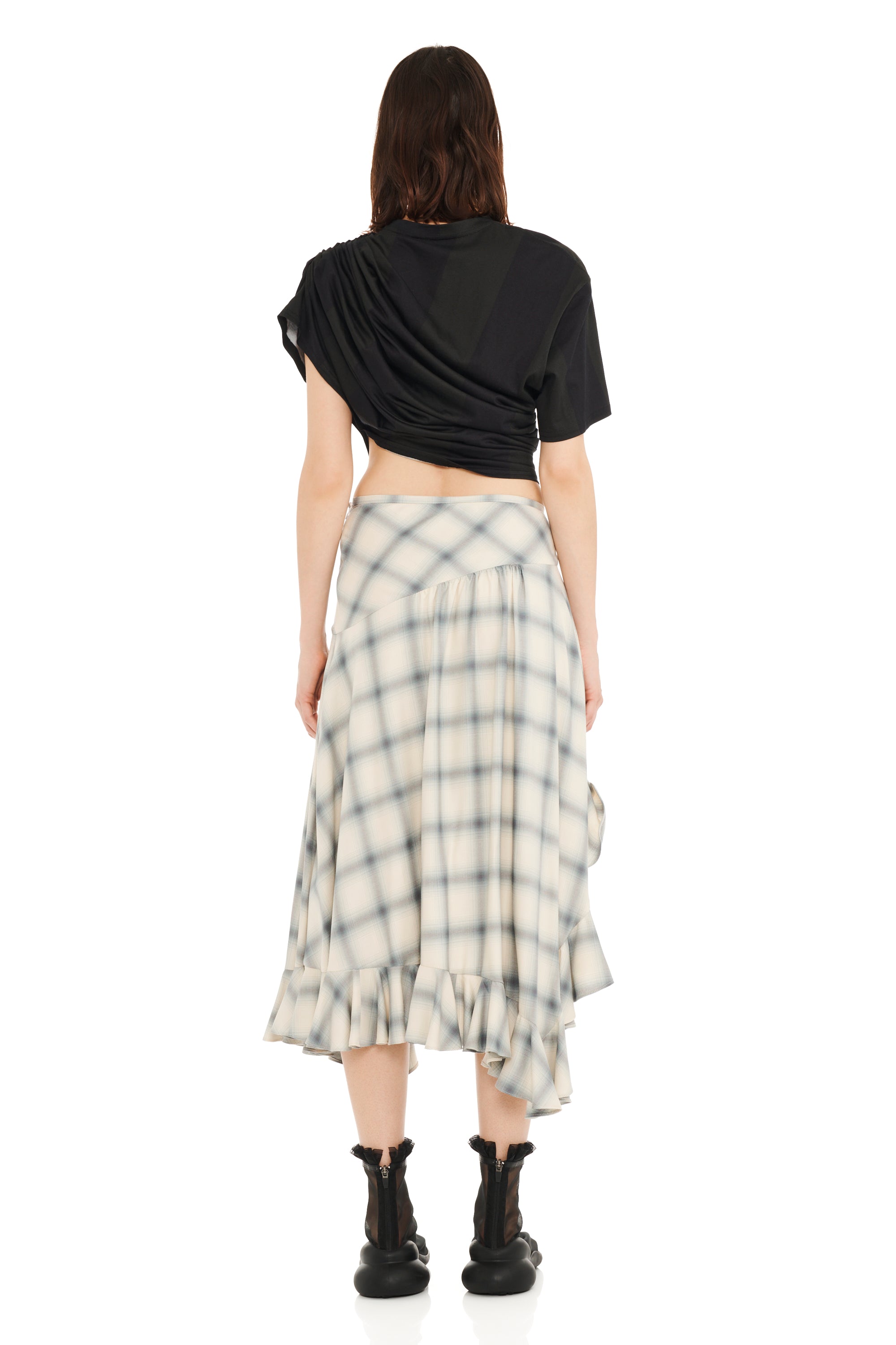 CLOUDY PLAID FLORIST SKIRT