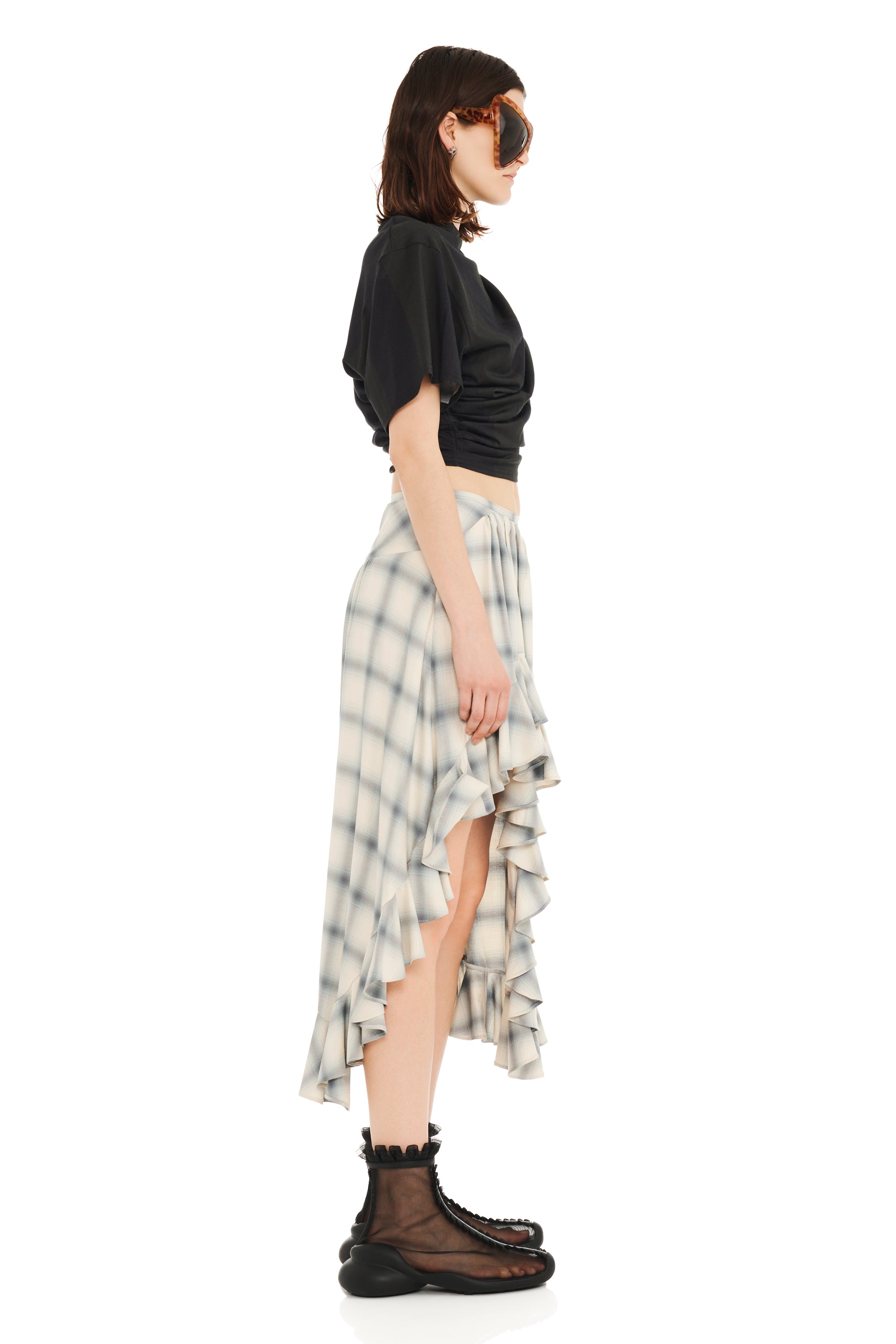 CLOUDY PLAID FLORIST SKIRT
