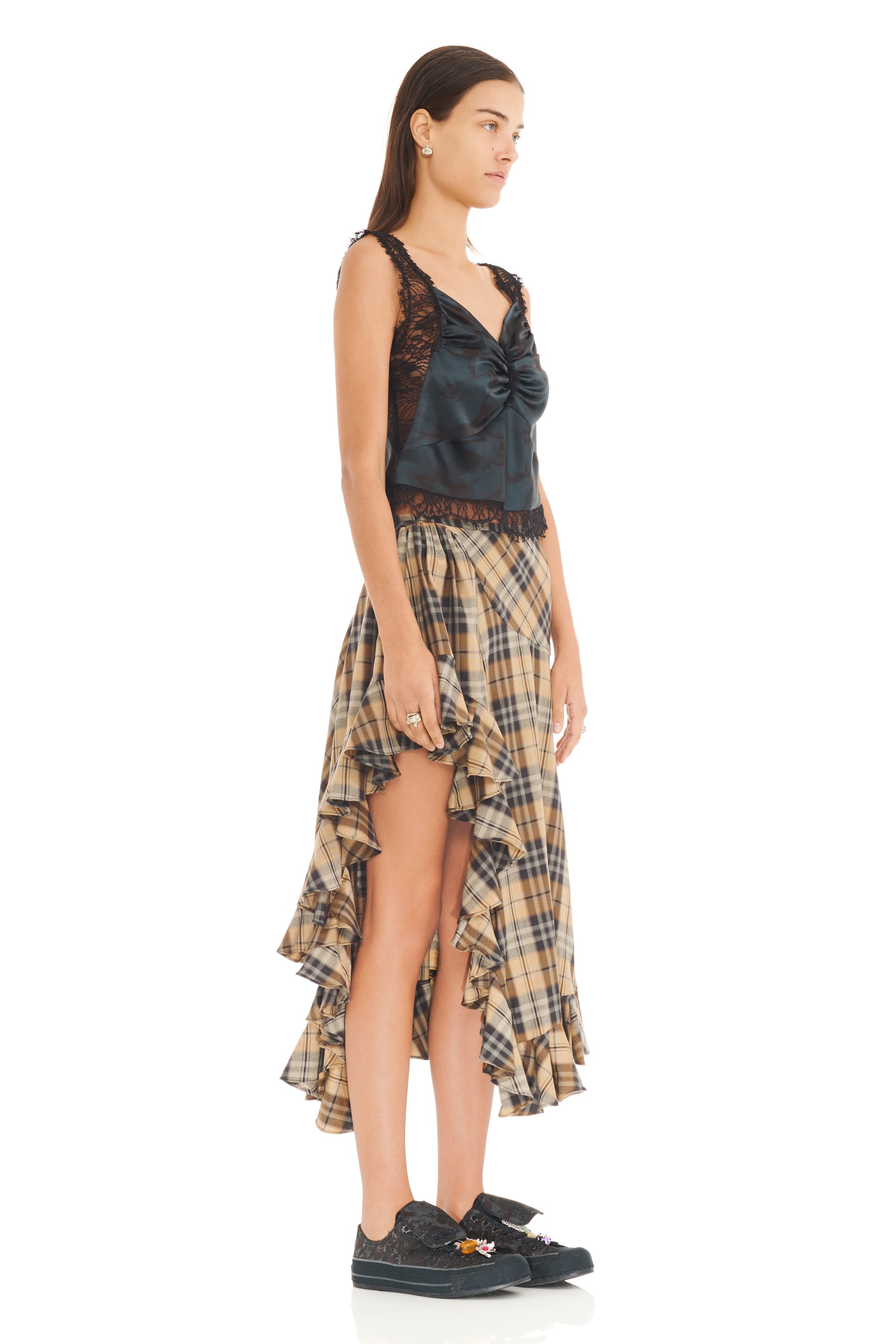 BLACK WATERCOLOR FLORAL RAINA TOP