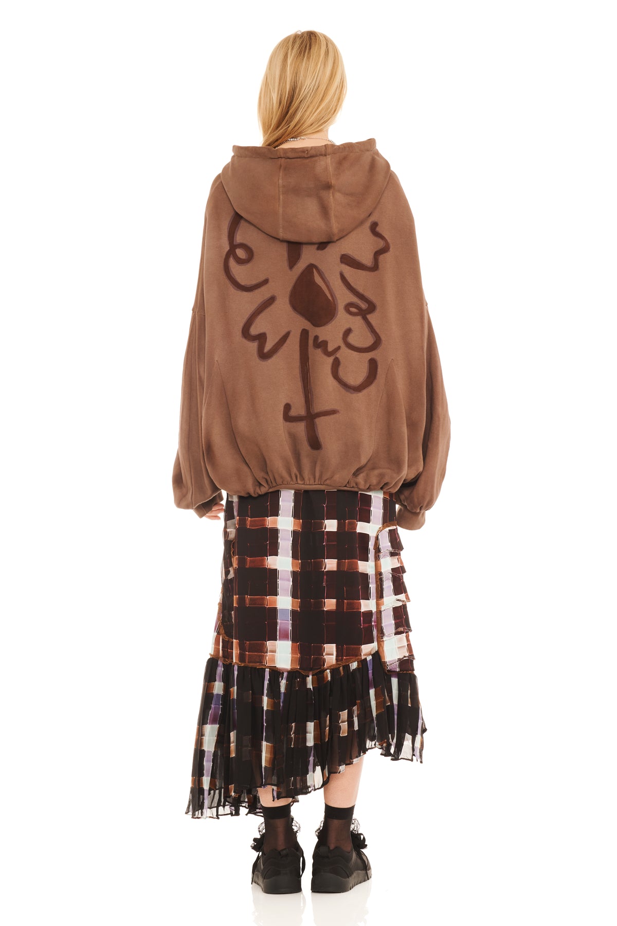 EARTH FLOWER GATHERED ZIP UP HOODIE