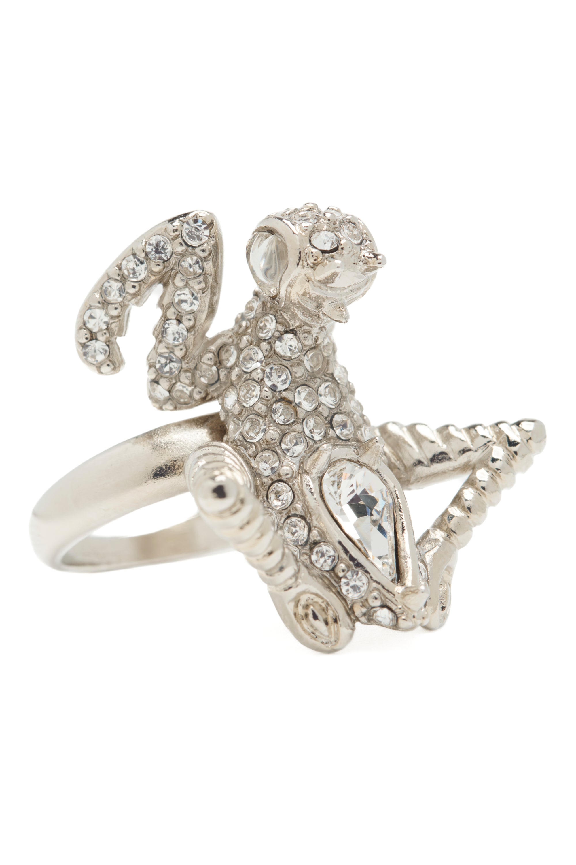 SILVER CLEAR MANTIS RING