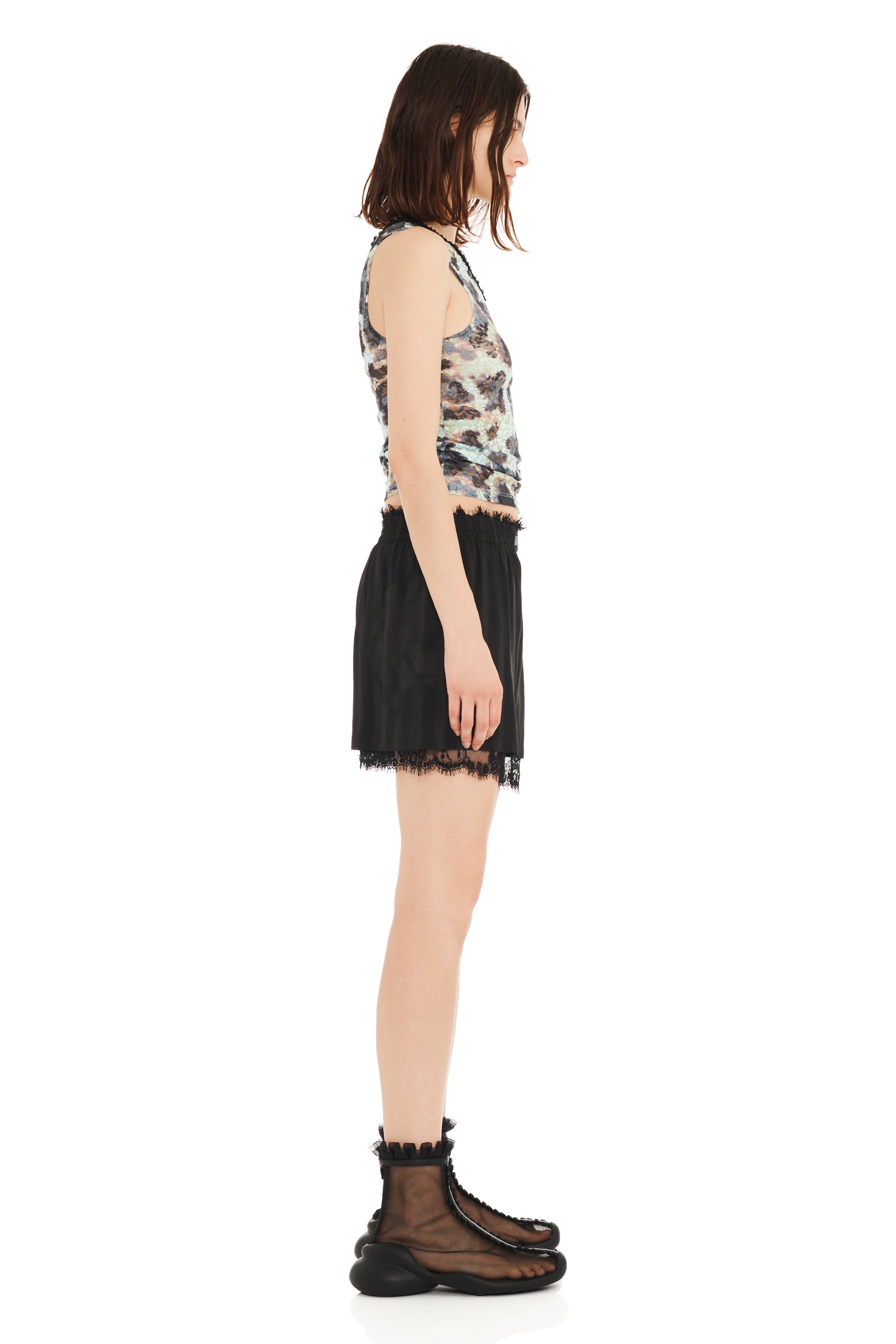 BLACK WAVY FLOWER STRIPE MINI ODEON BOXER