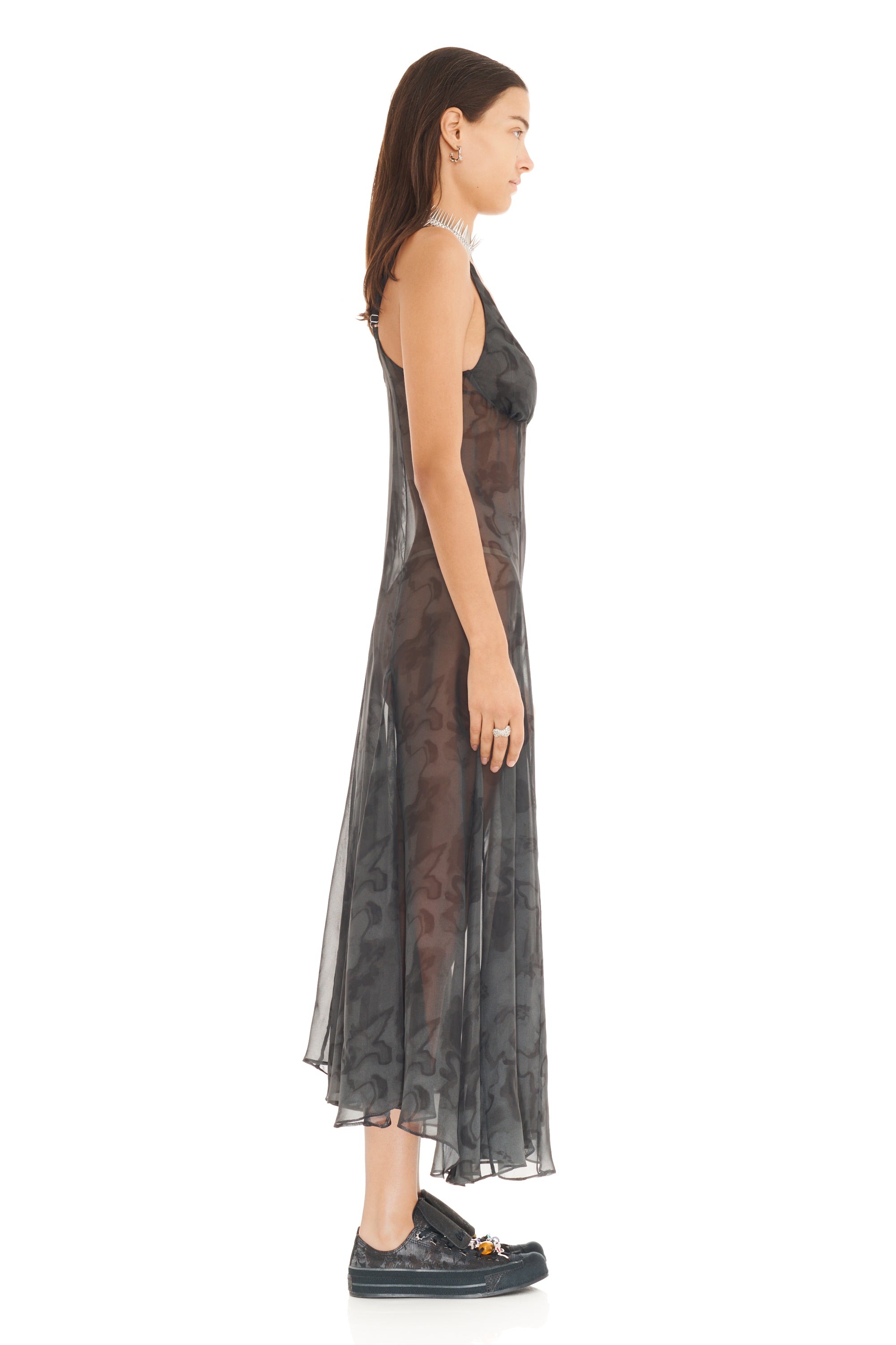 BLACK FLORAL SCRIBBLE PAMELA DRESS