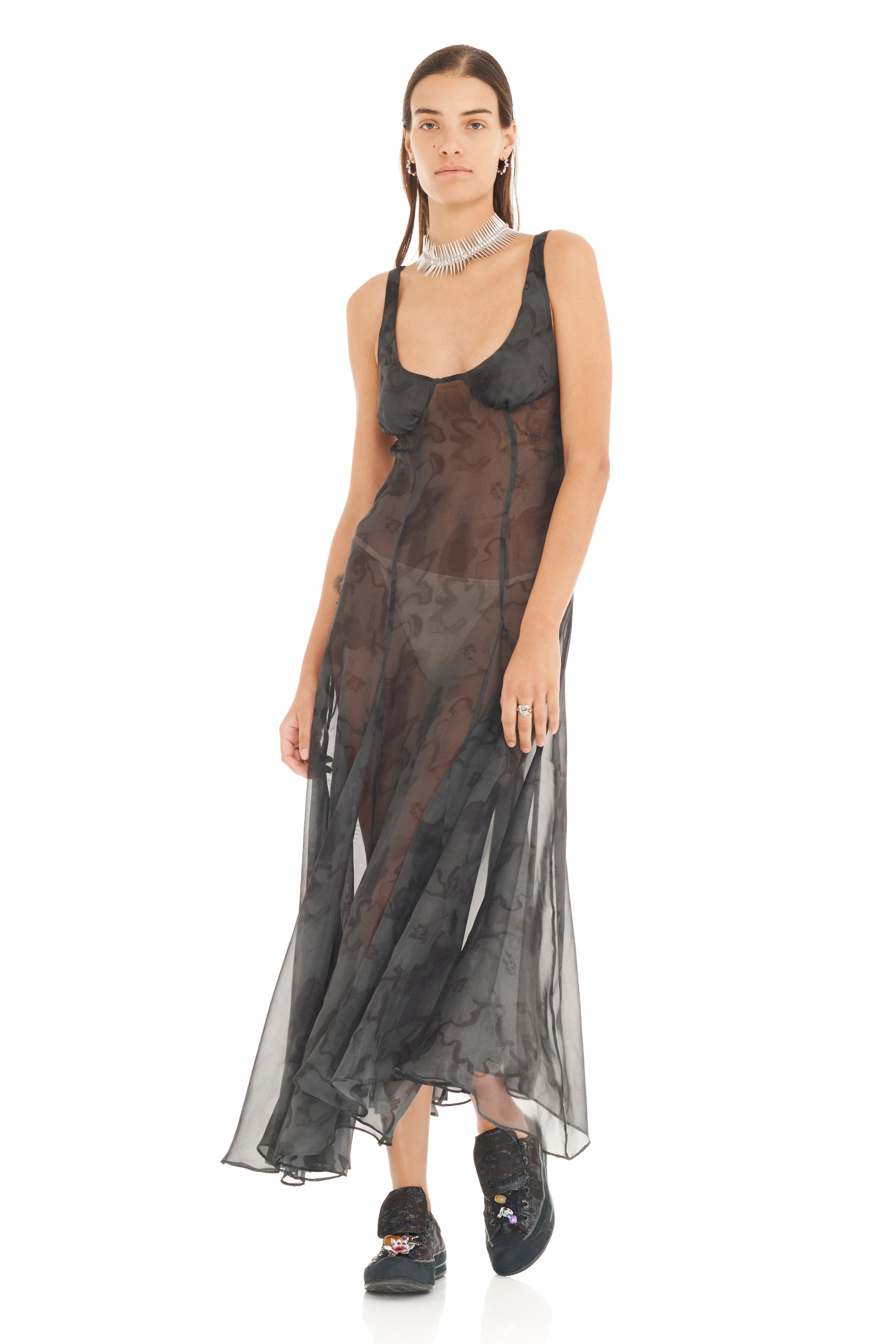 BLACK FLORAL SCRIBBLE PAMELA DRESS
