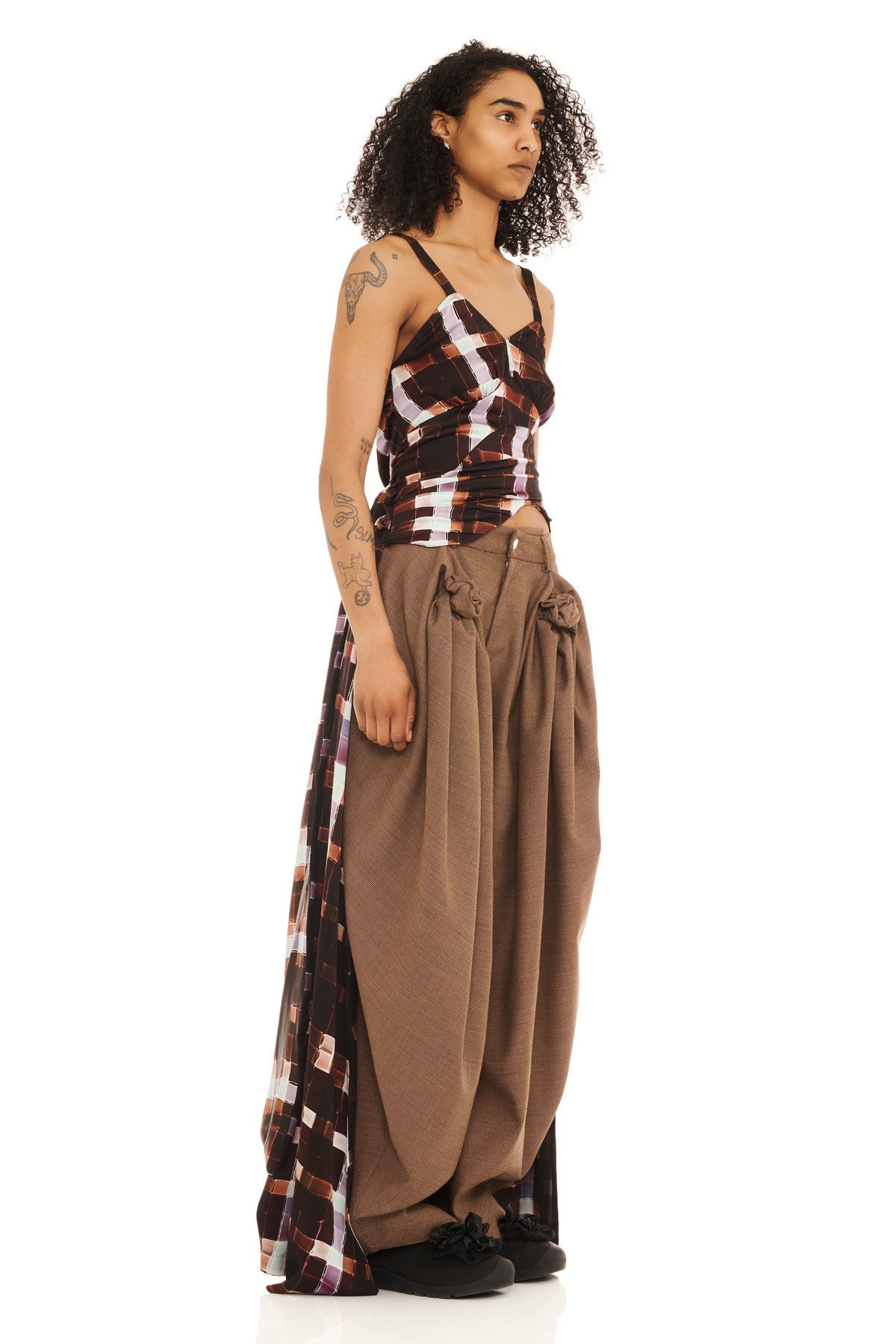 CHOCOLATE PAINTED PLAID PLUME TANK