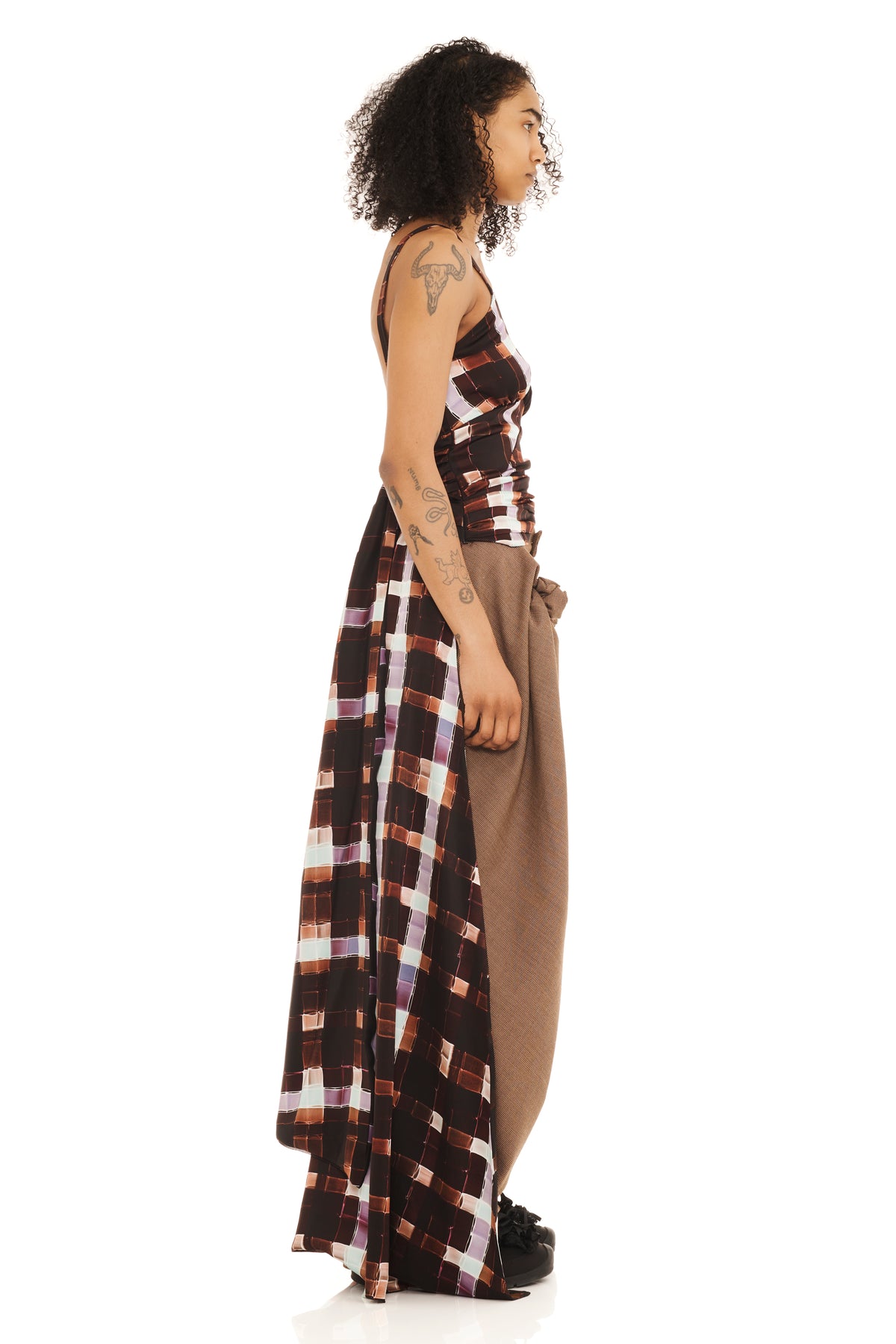 CHOCOLATE PAINTED PLAID PLUME TANK