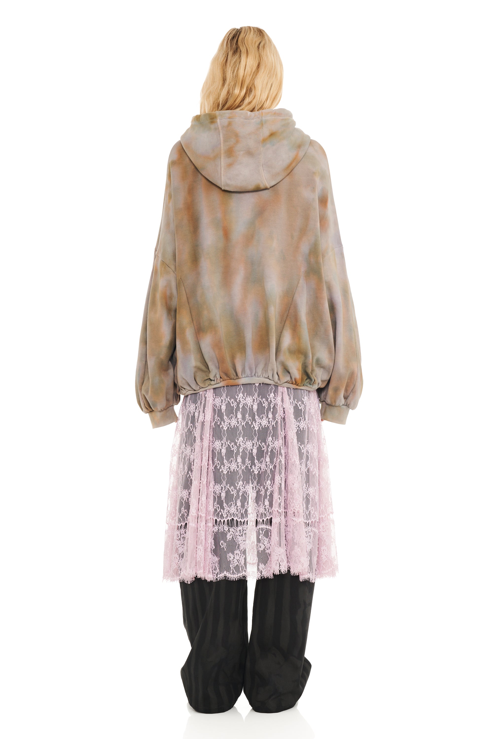 REISHI AURORA GATHERED ZIP UP HOODIE