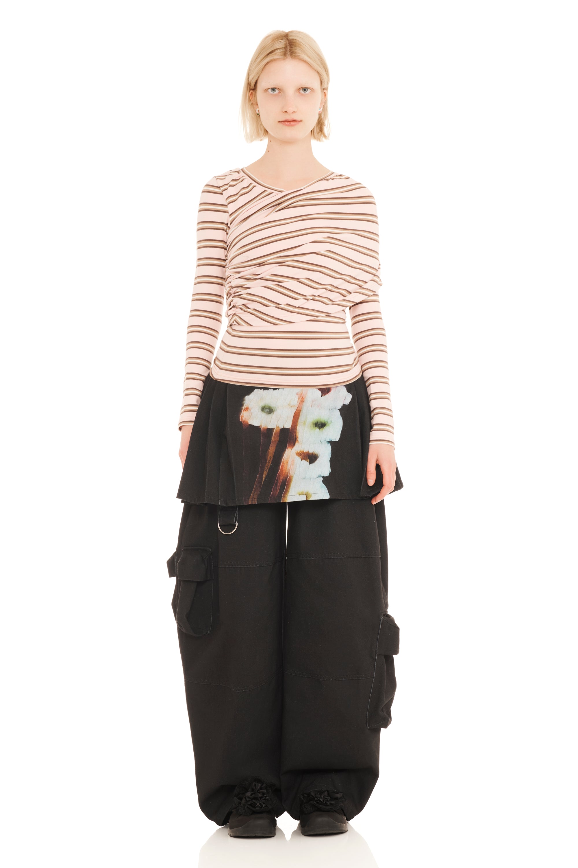 PINK BROWN STRIPE WRAPPED CARDIO CREW