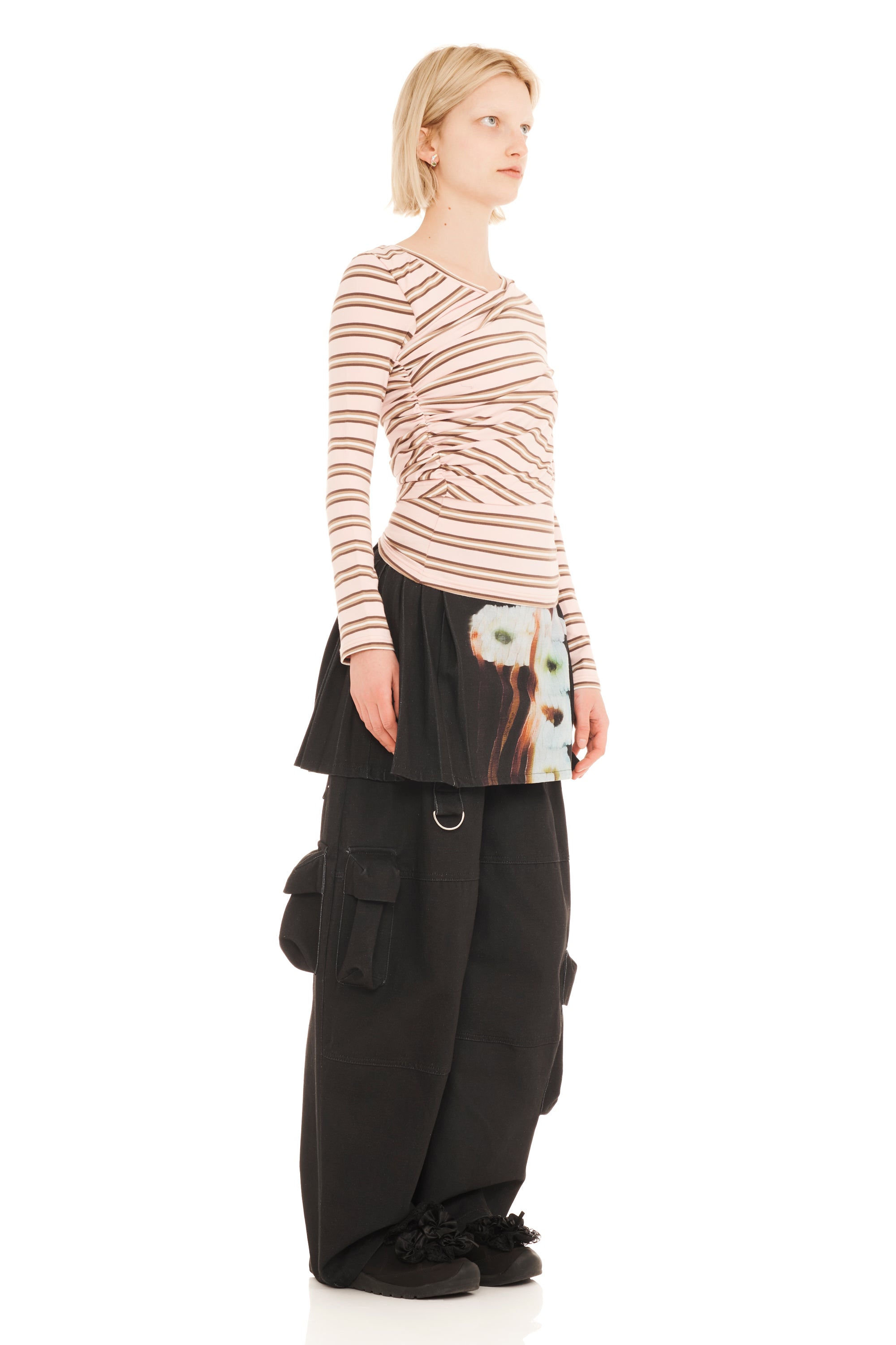 PINK BROWN STRIPE WRAPPED CARDIO CREW
