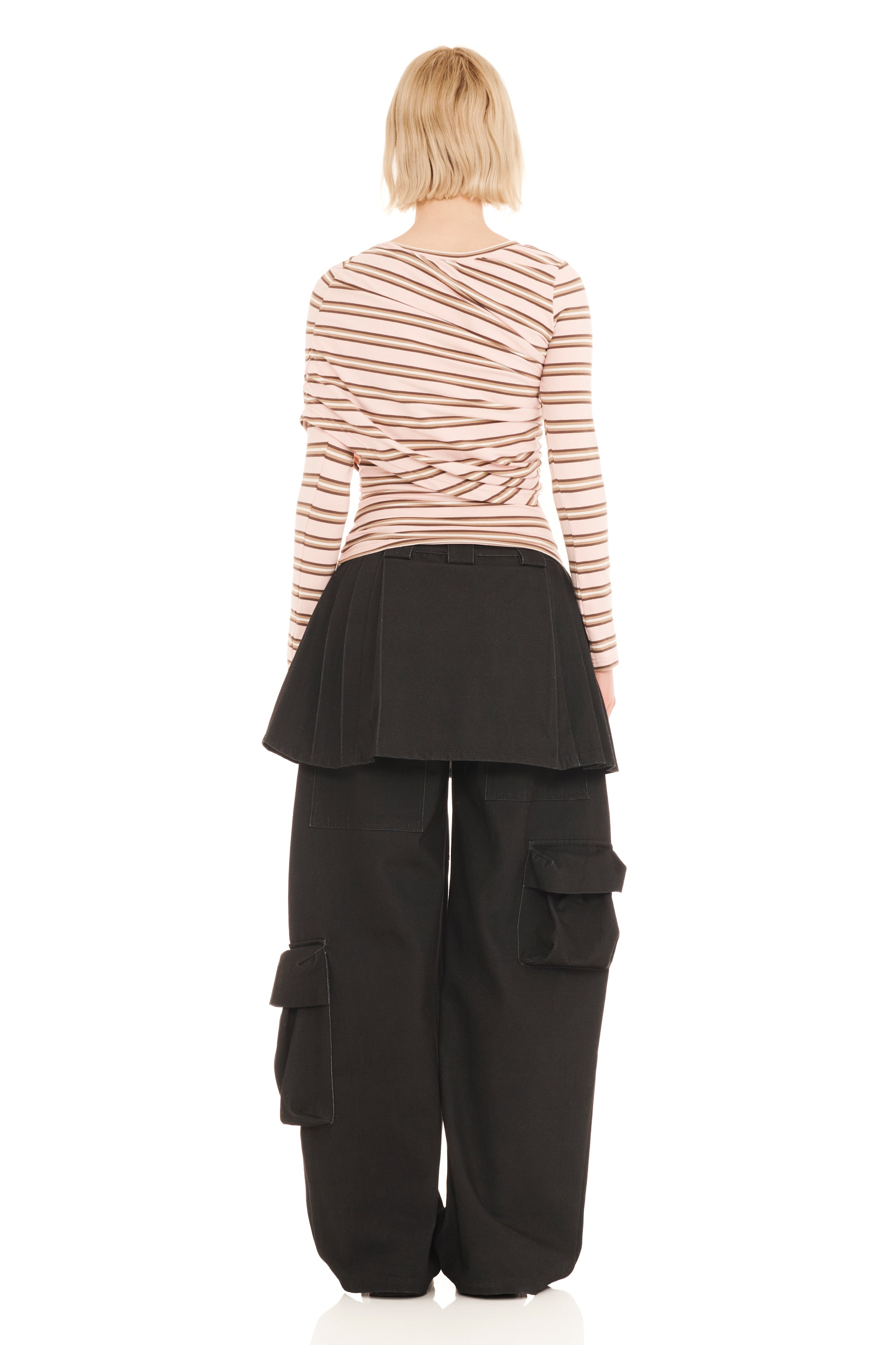 PINK BROWN STRIPE WRAPPED CARDIO CREW