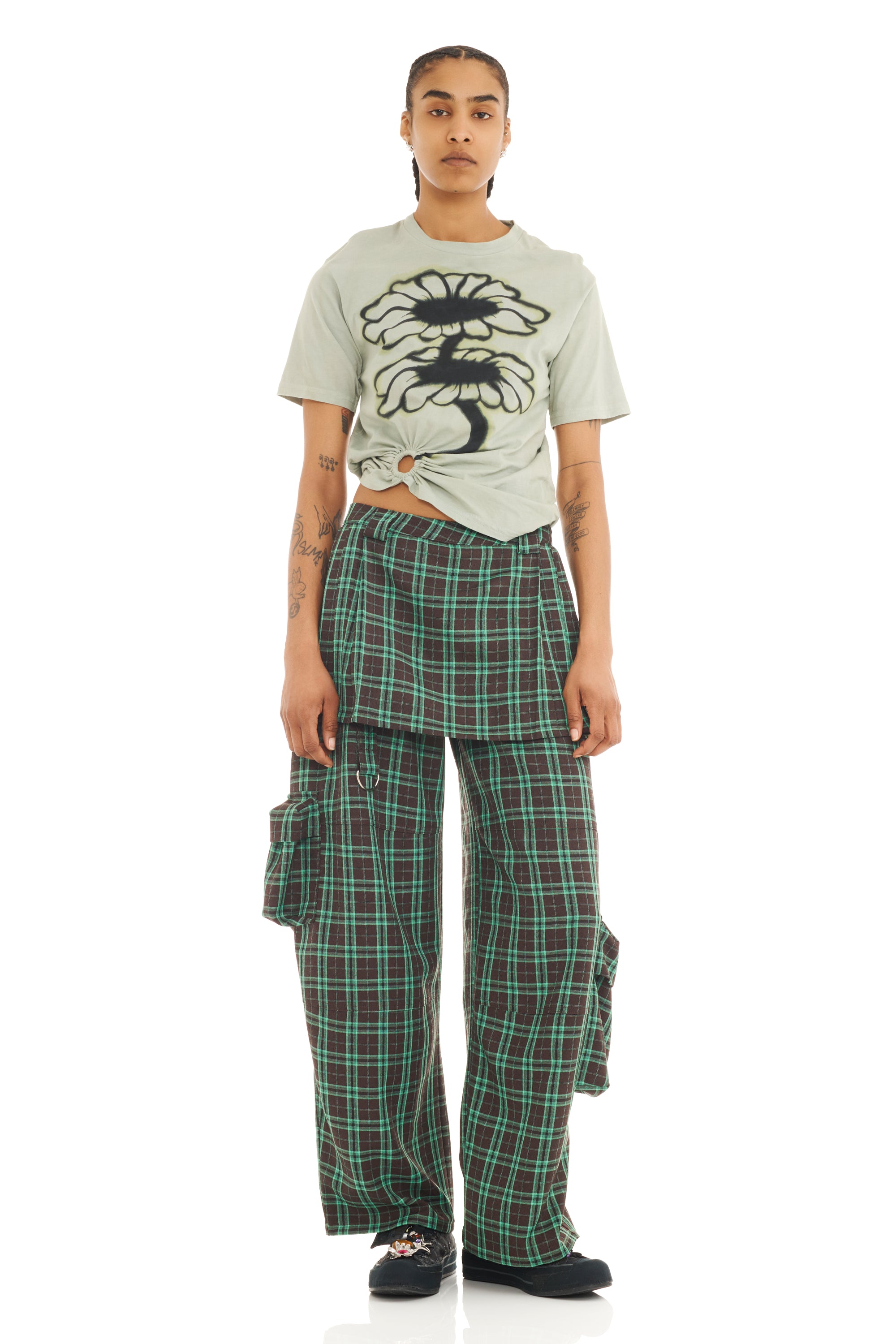 OLIVE TWIN FLOWERS RING TEE