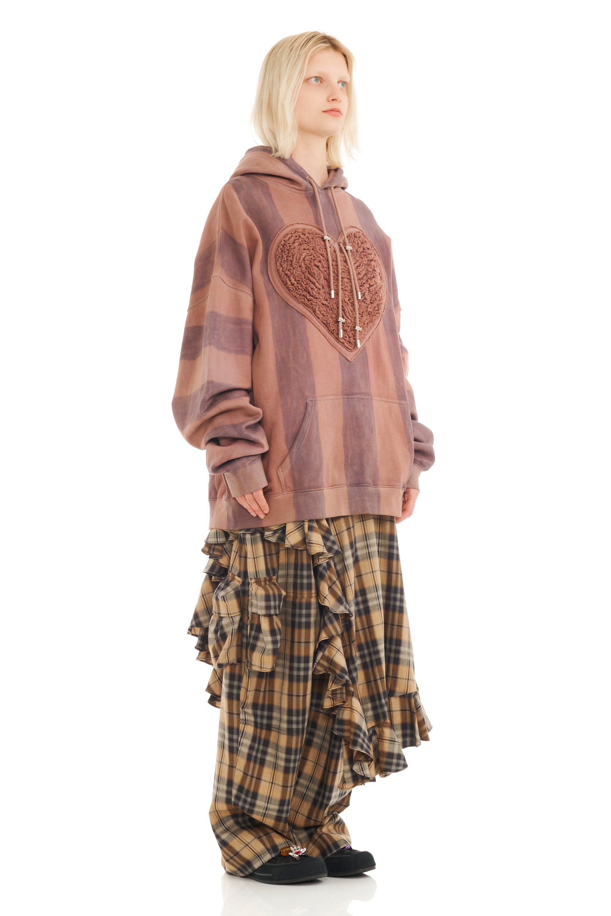 EARTH STRIPE SOFT HEART HOODIE