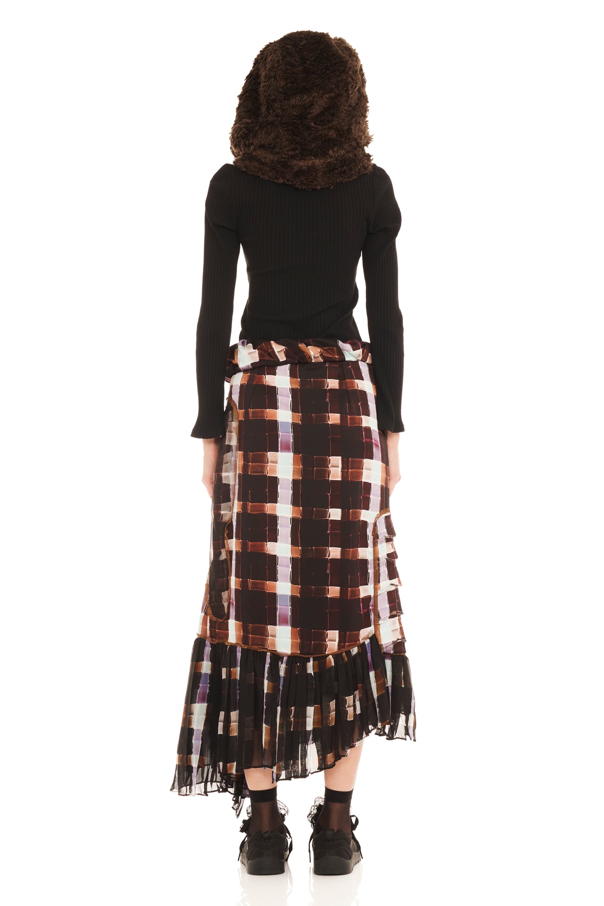 CHOCOLATE PAINTED PLAID LILY SKIRT