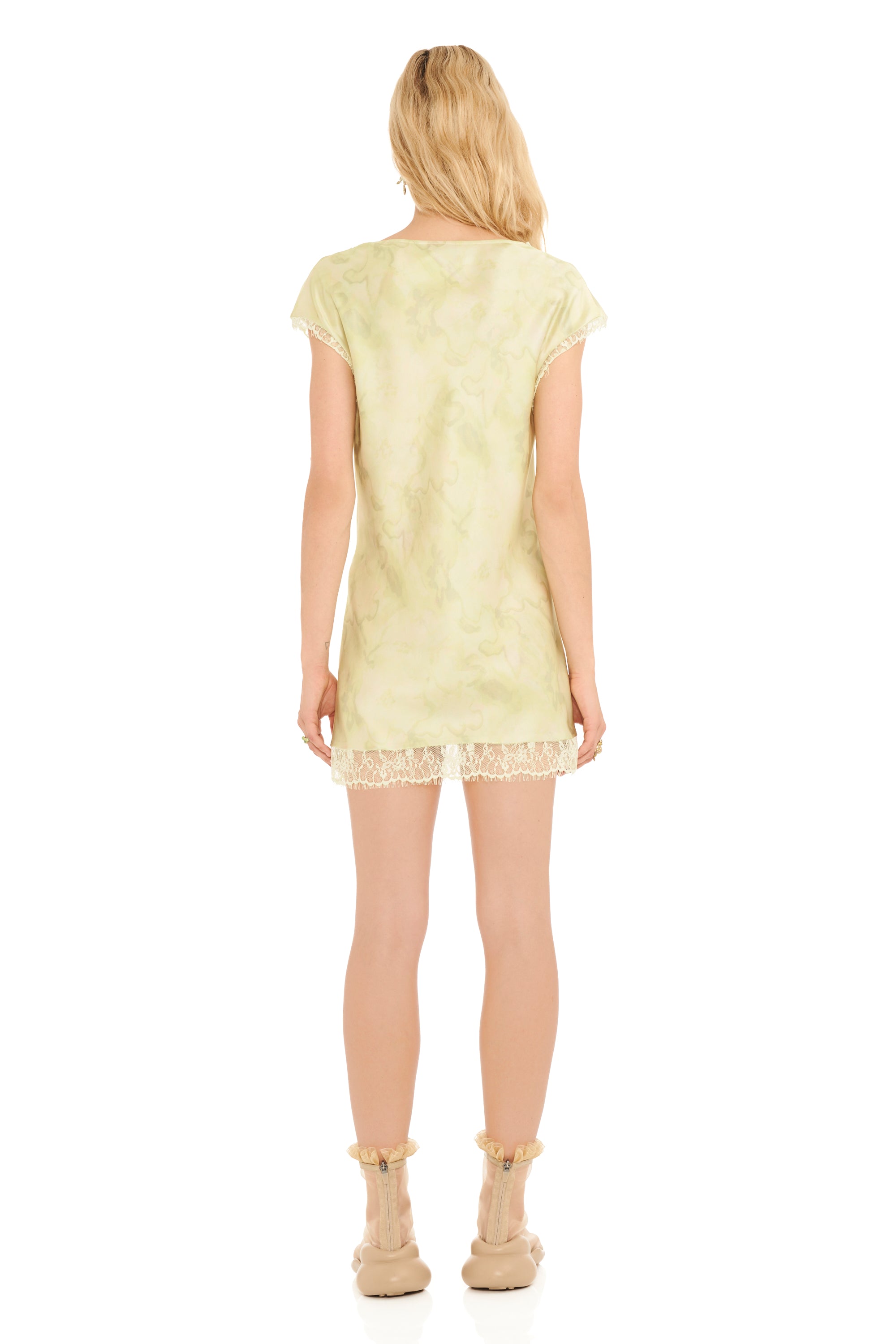 SAGE FLORAL SCRIBBLE WATERLILY MINI DRESS