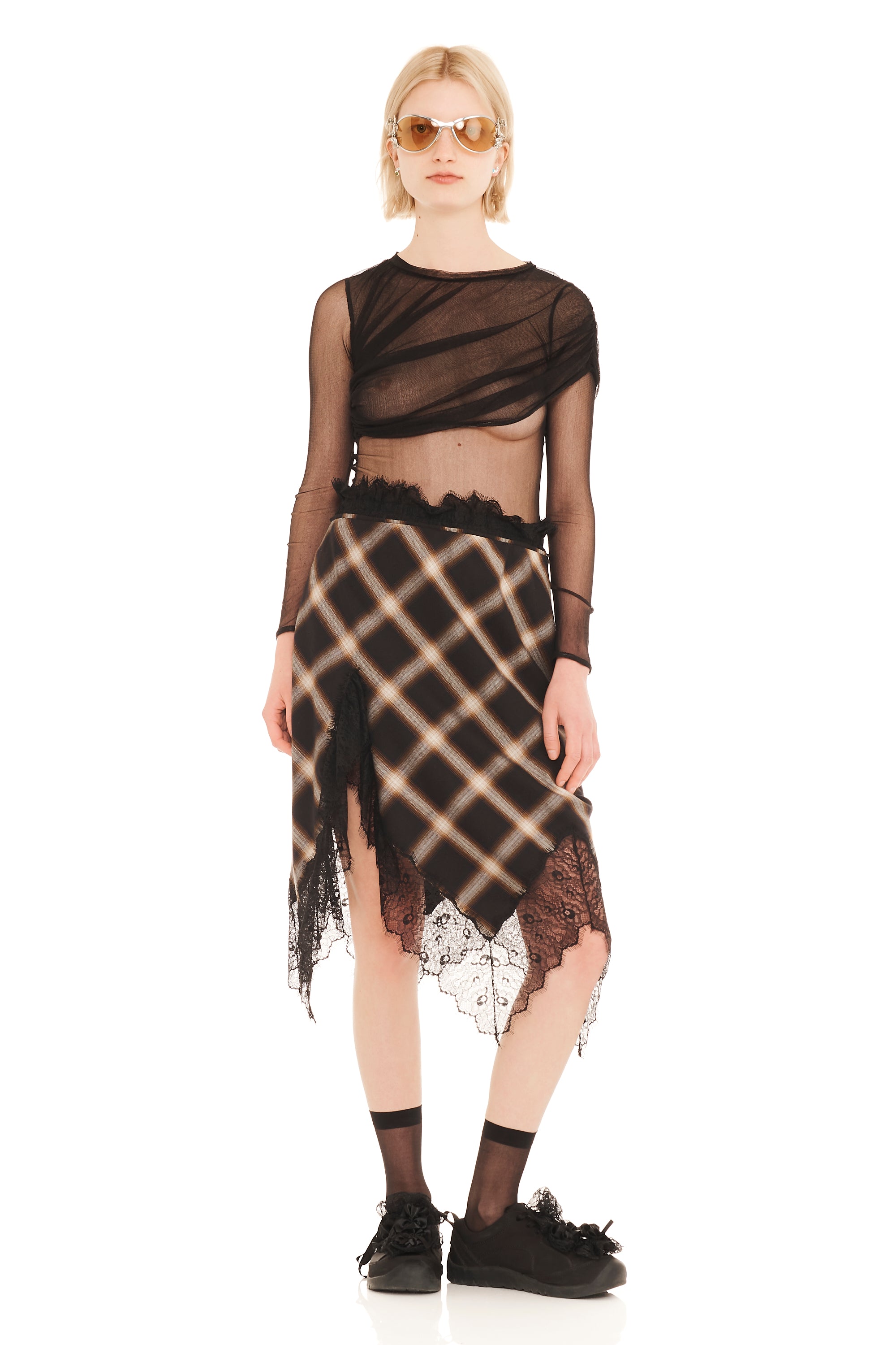 BLACK PLAID WATERLILY SKIRT