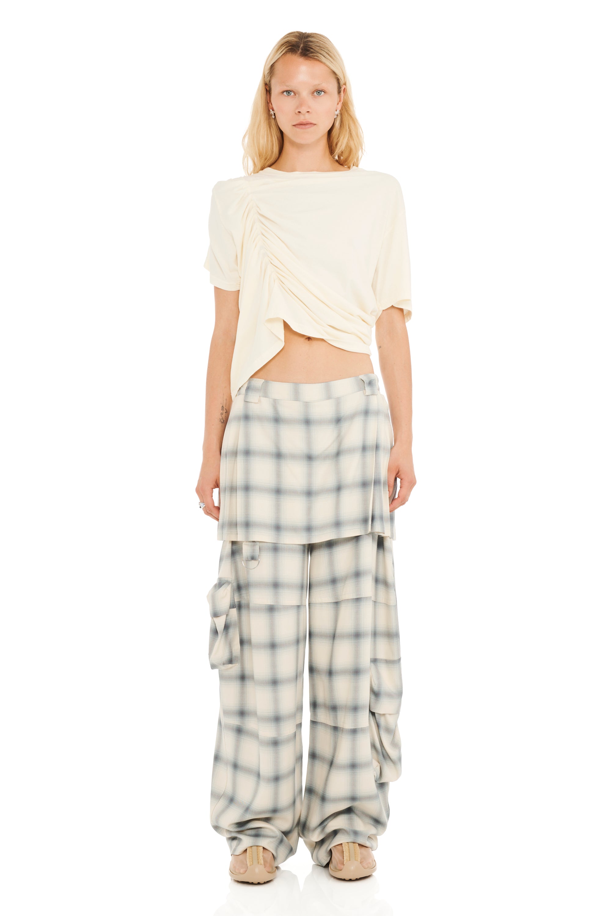 CLOUDY PLAID LAWN SKIRT CARGO PANT