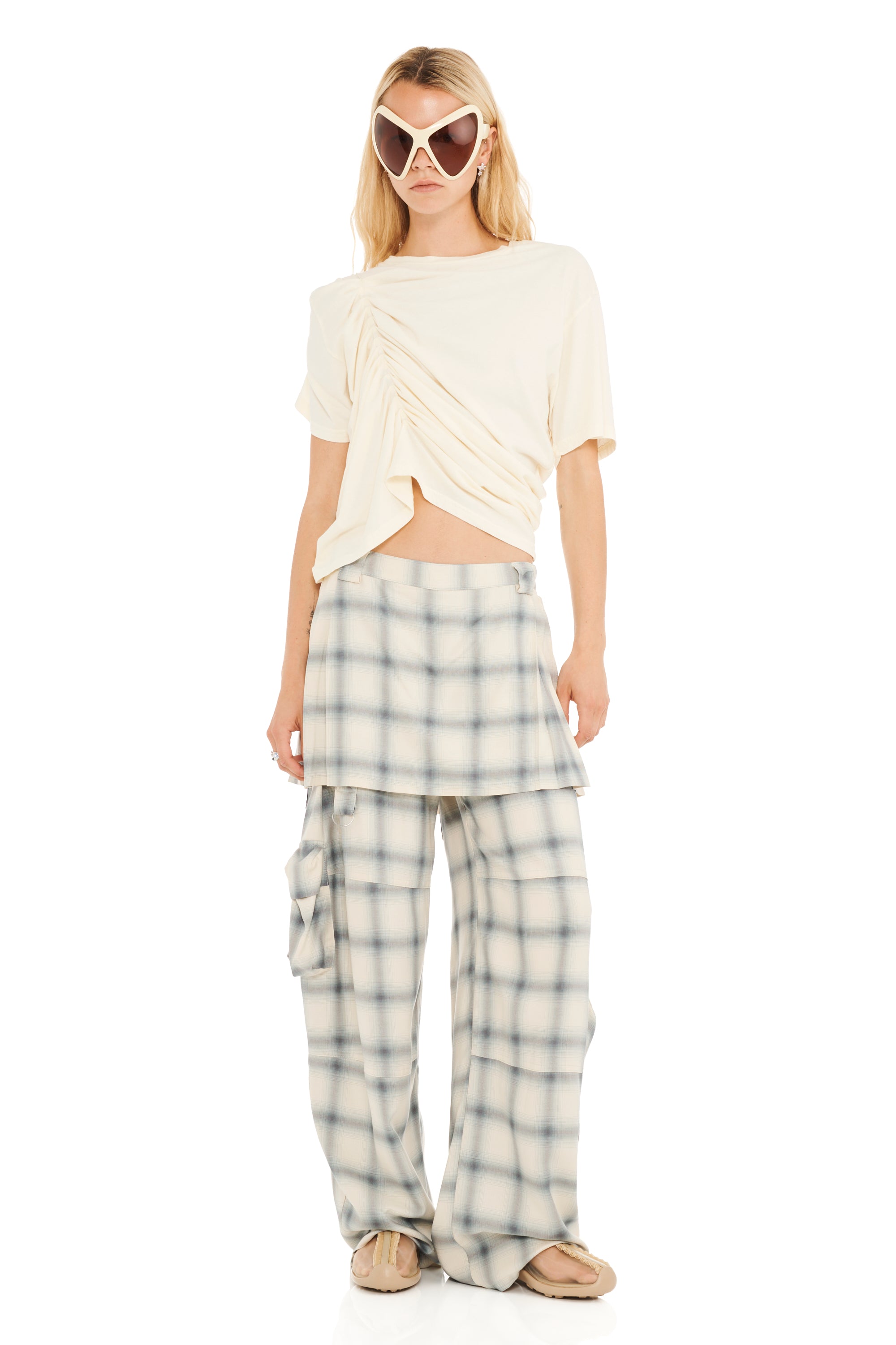 CLOUDY PLAID LAWN SKIRT CARGO PANT