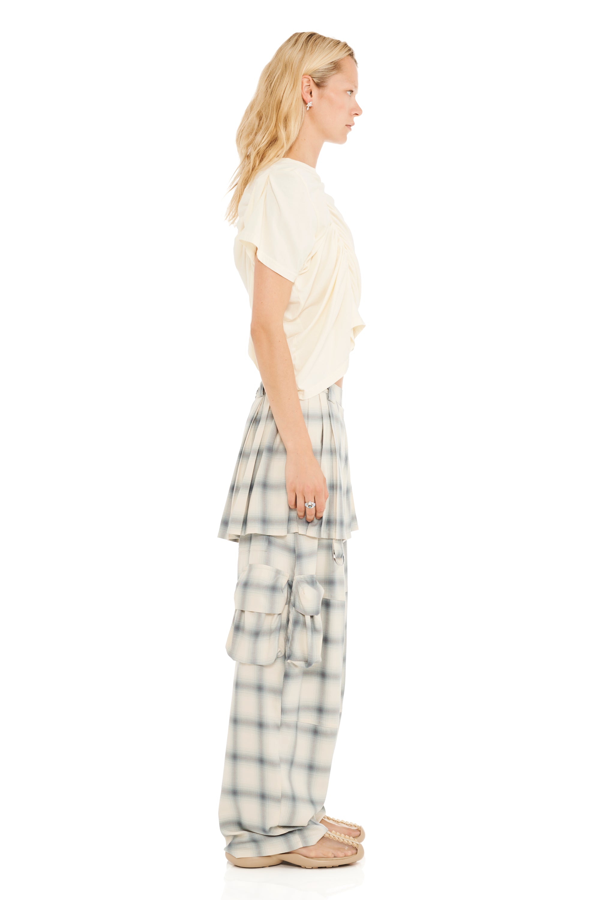 CLOUDY PLAID LAWN SKIRT CARGO PANT