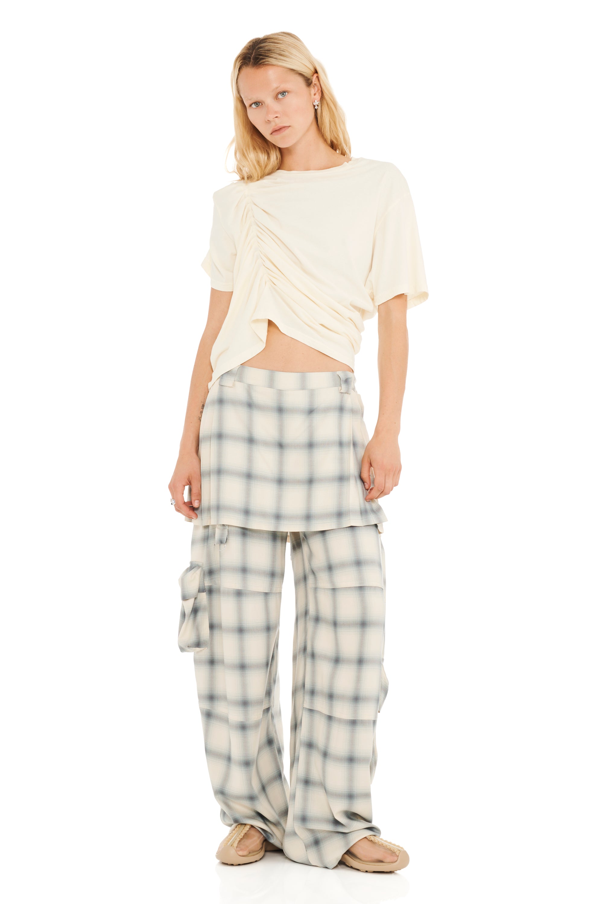 CLOUDY PLAID LAWN SKIRT CARGO PANT