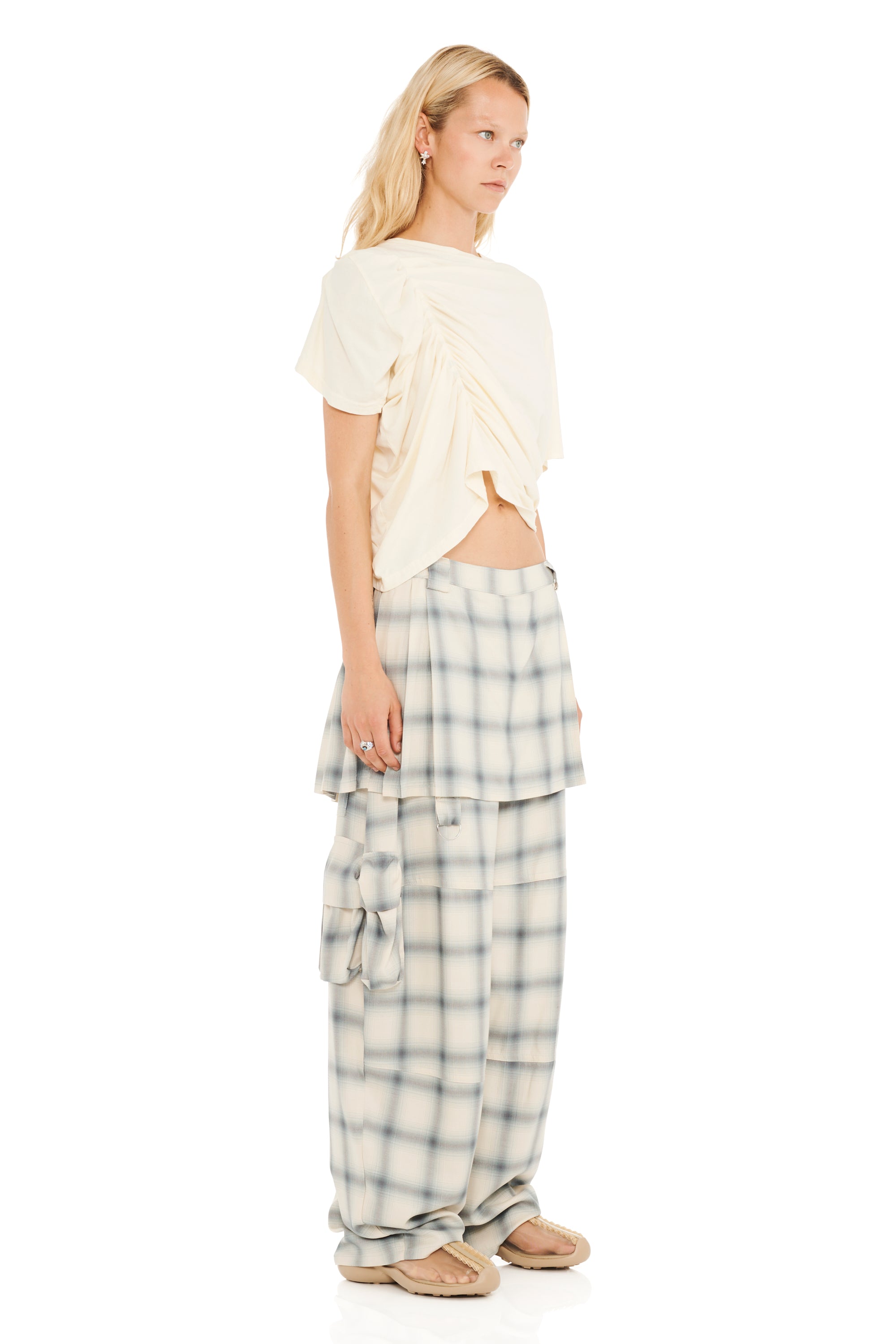 CLOUDY PLAID LAWN SKIRT CARGO PANT