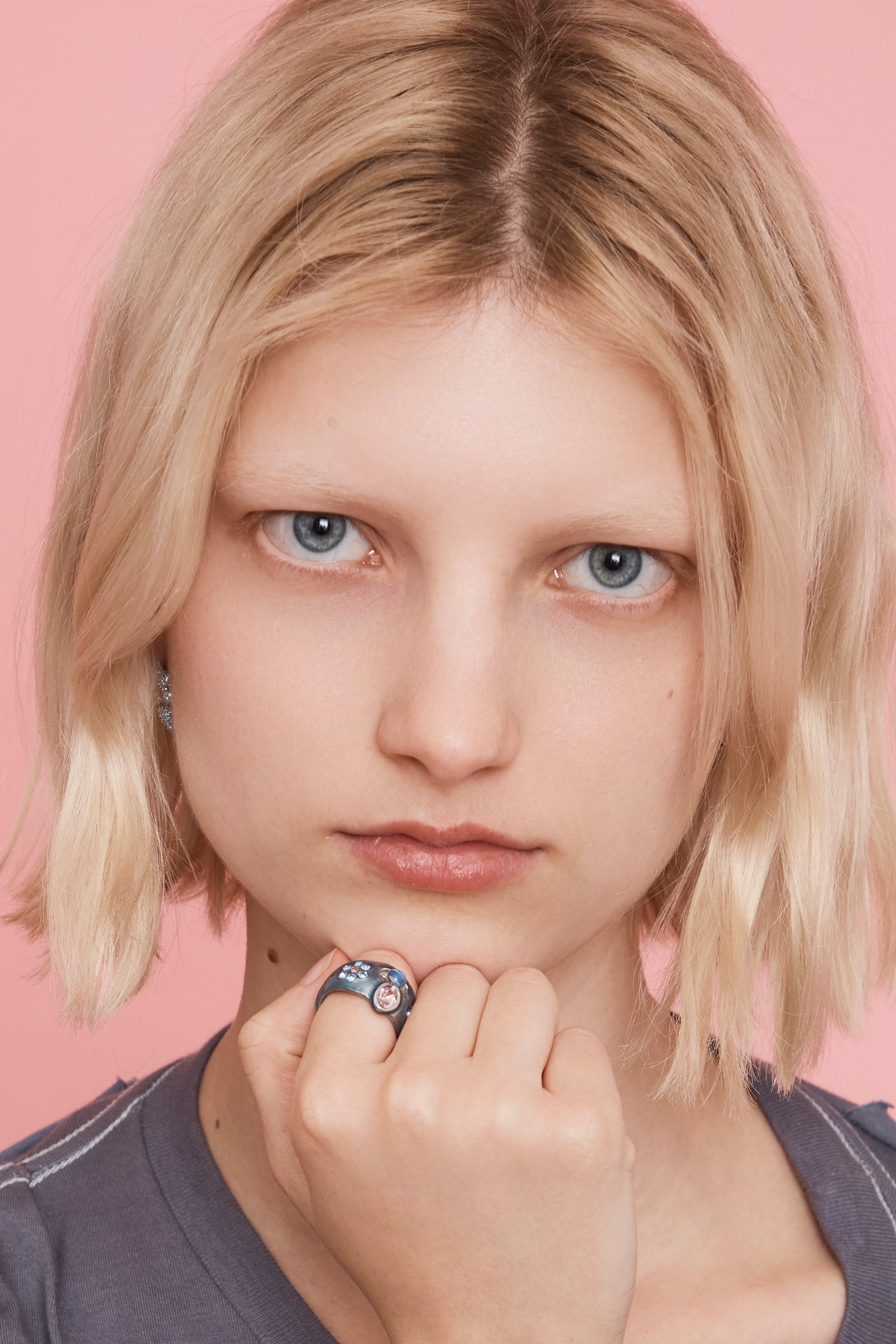 SOFT BLUE COSMIC DAISY RING