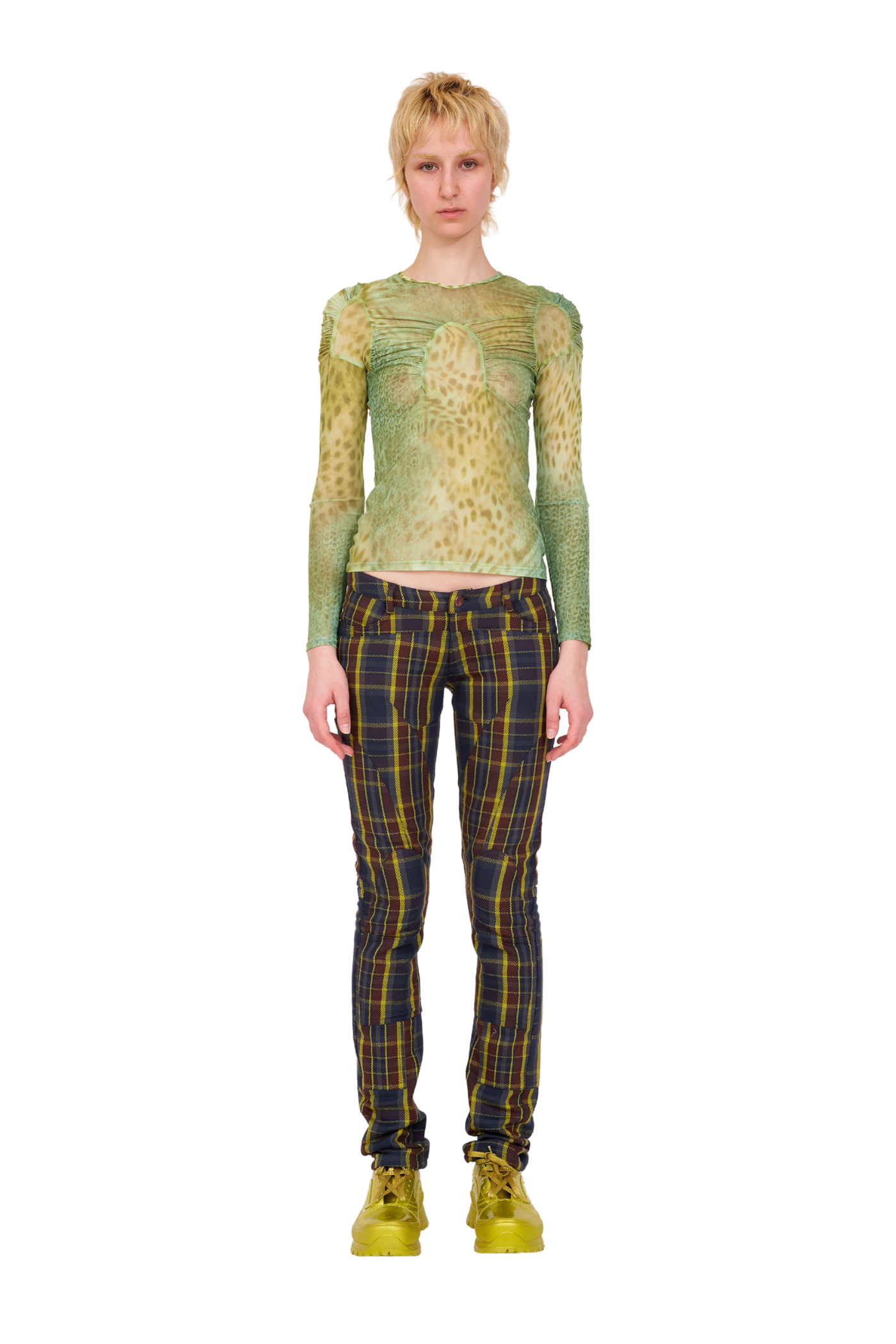 NAVY LIME PLAID RAWR PANT