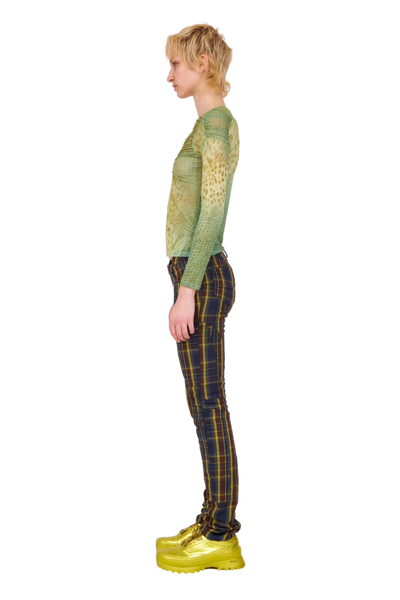 NAVY LIME PLAID RAWR PANT