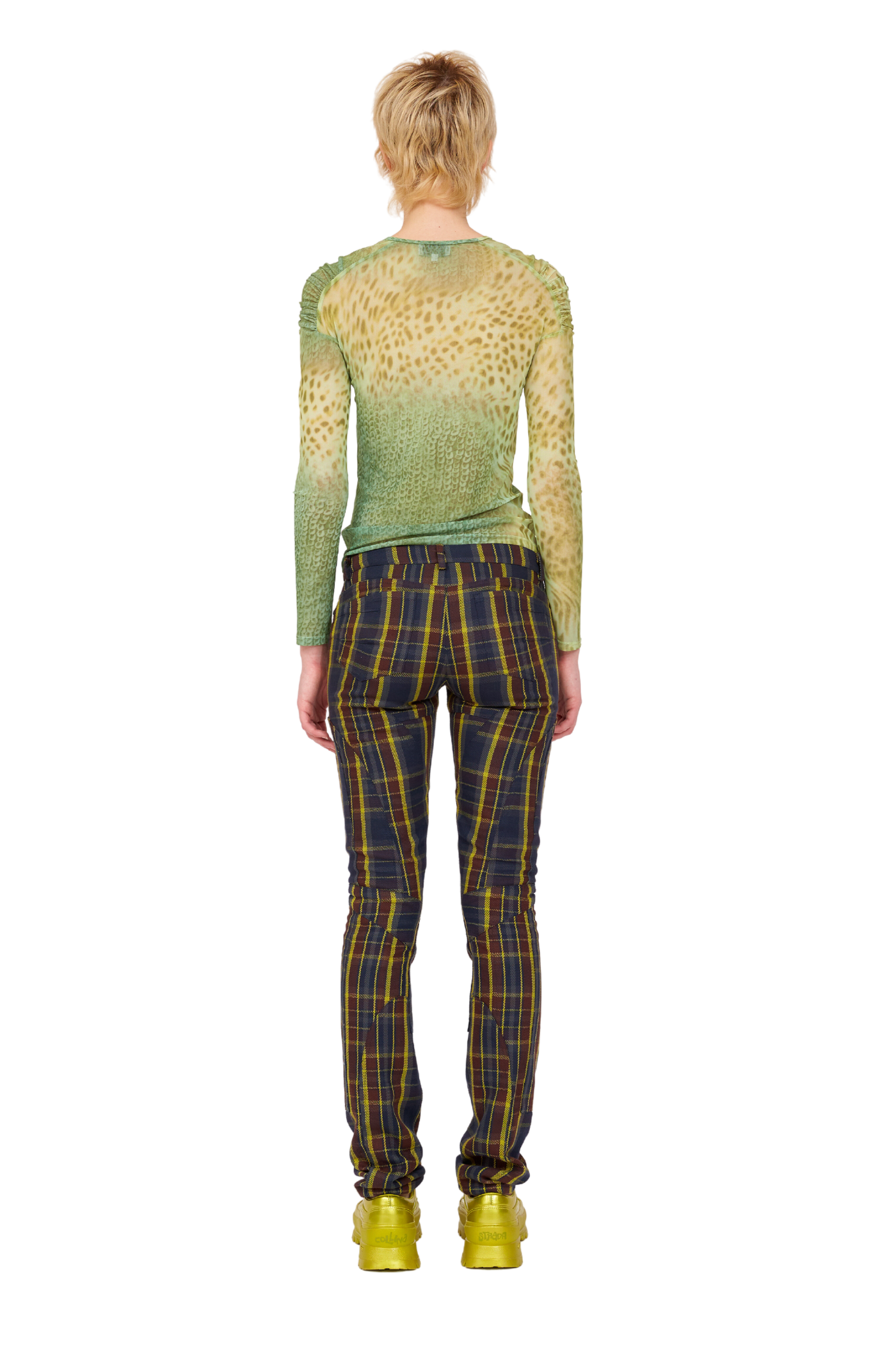 NAVY LIME PLAID RAWR PANT