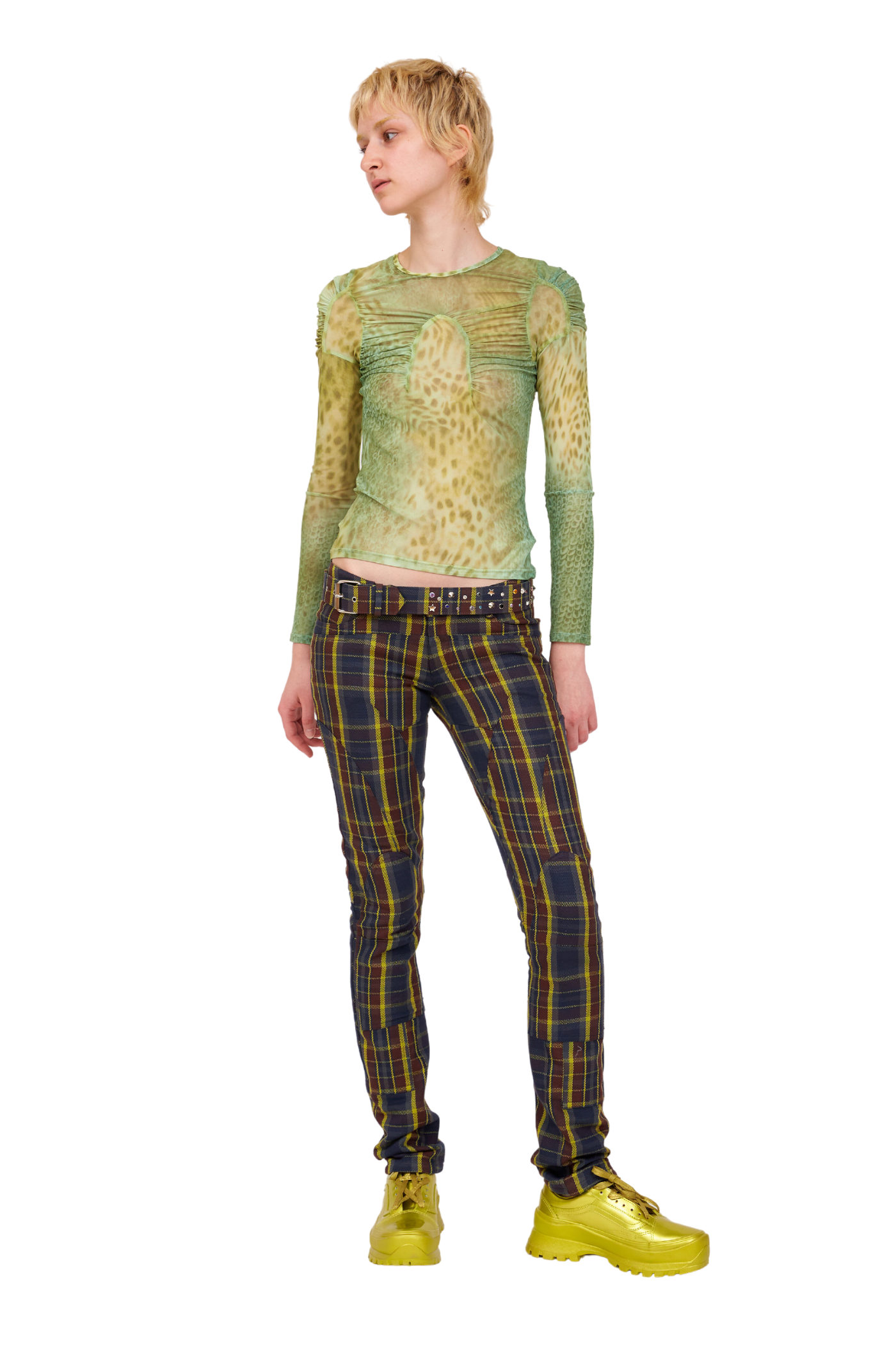 NAVY LIME PLAID RAWR PANT