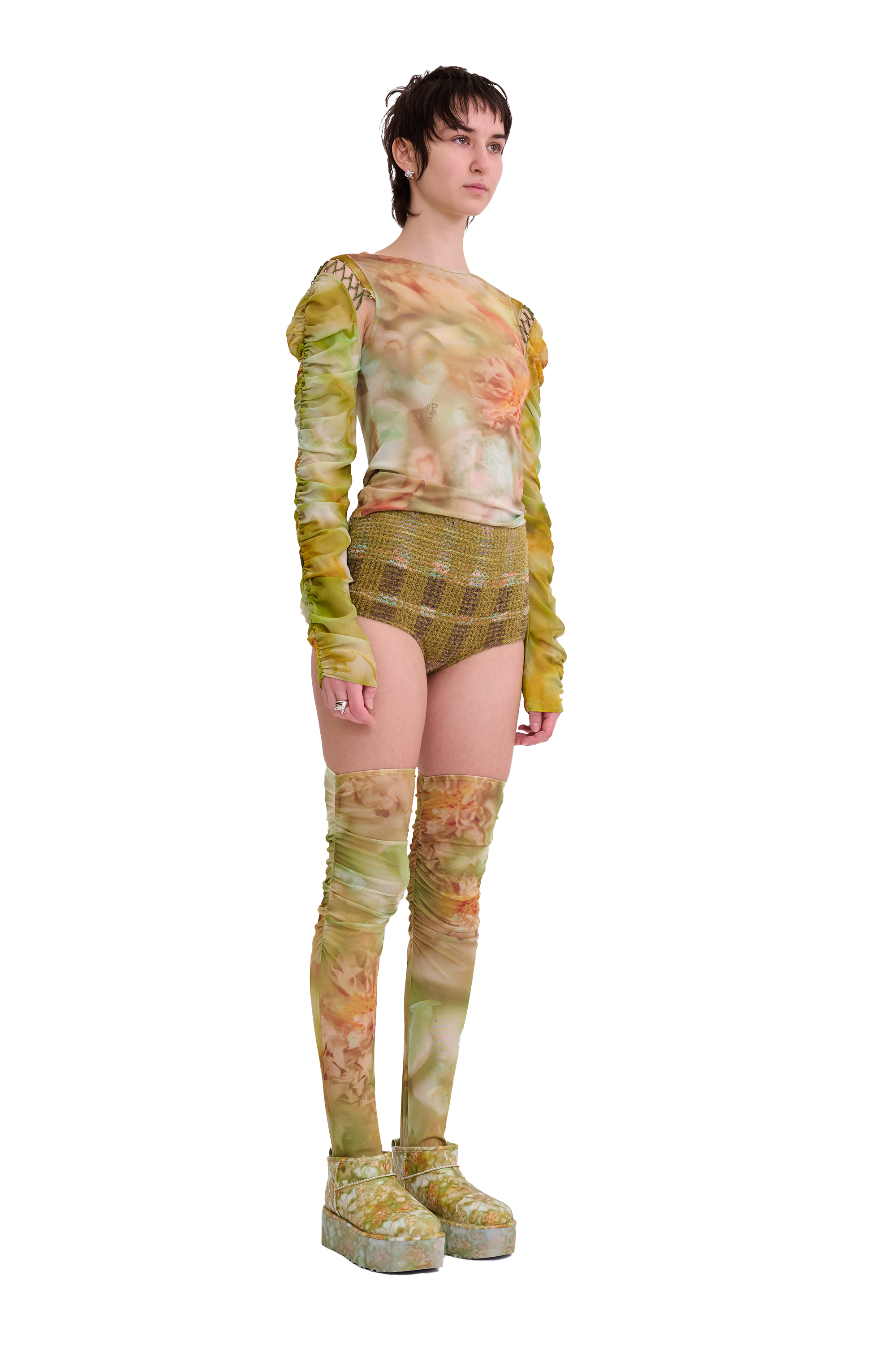SAGE MOLTEN FLORAL CARDIO DELILAH TOP