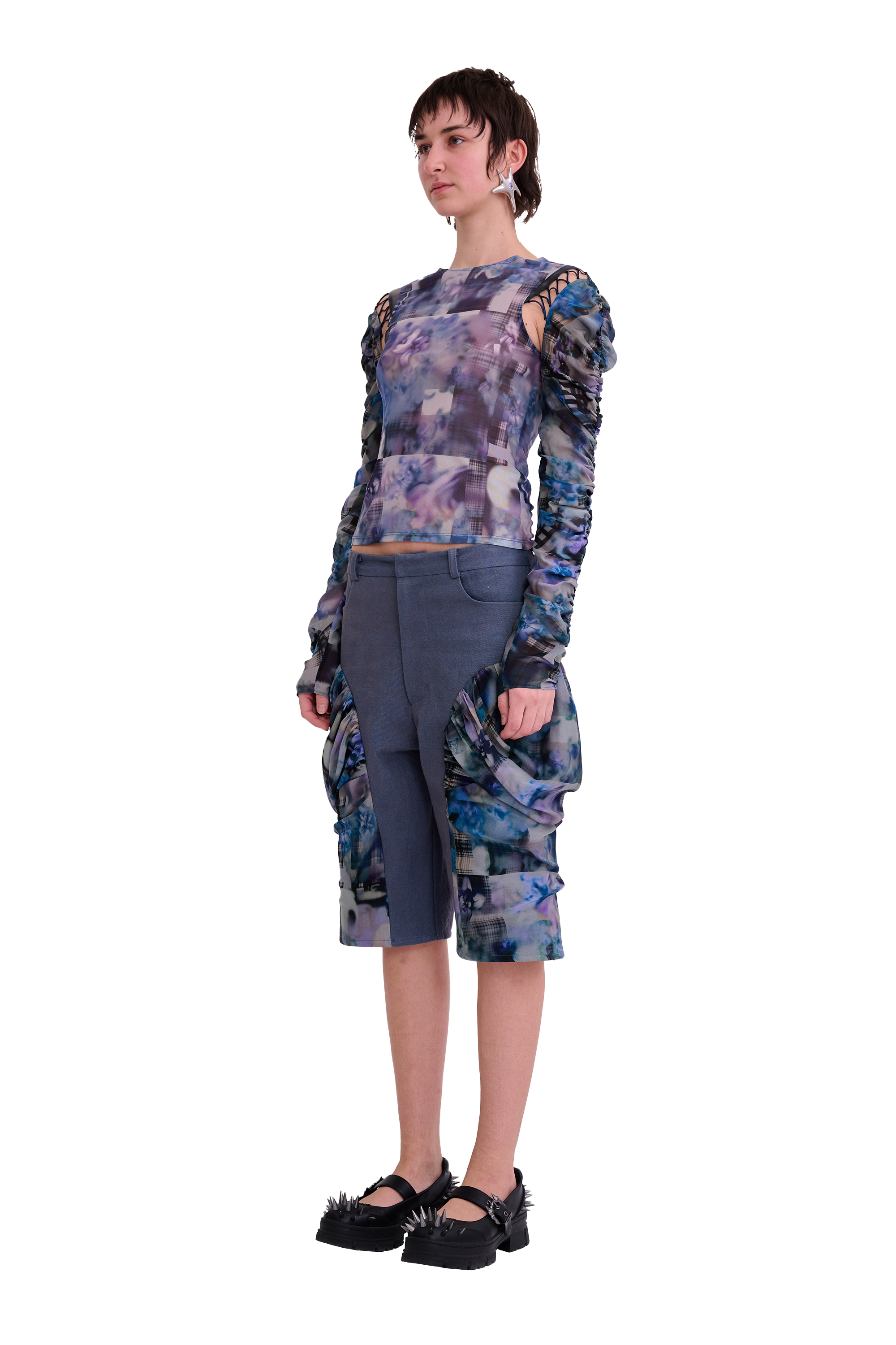 NAVY GARDEN BLUR GIVA SHORT