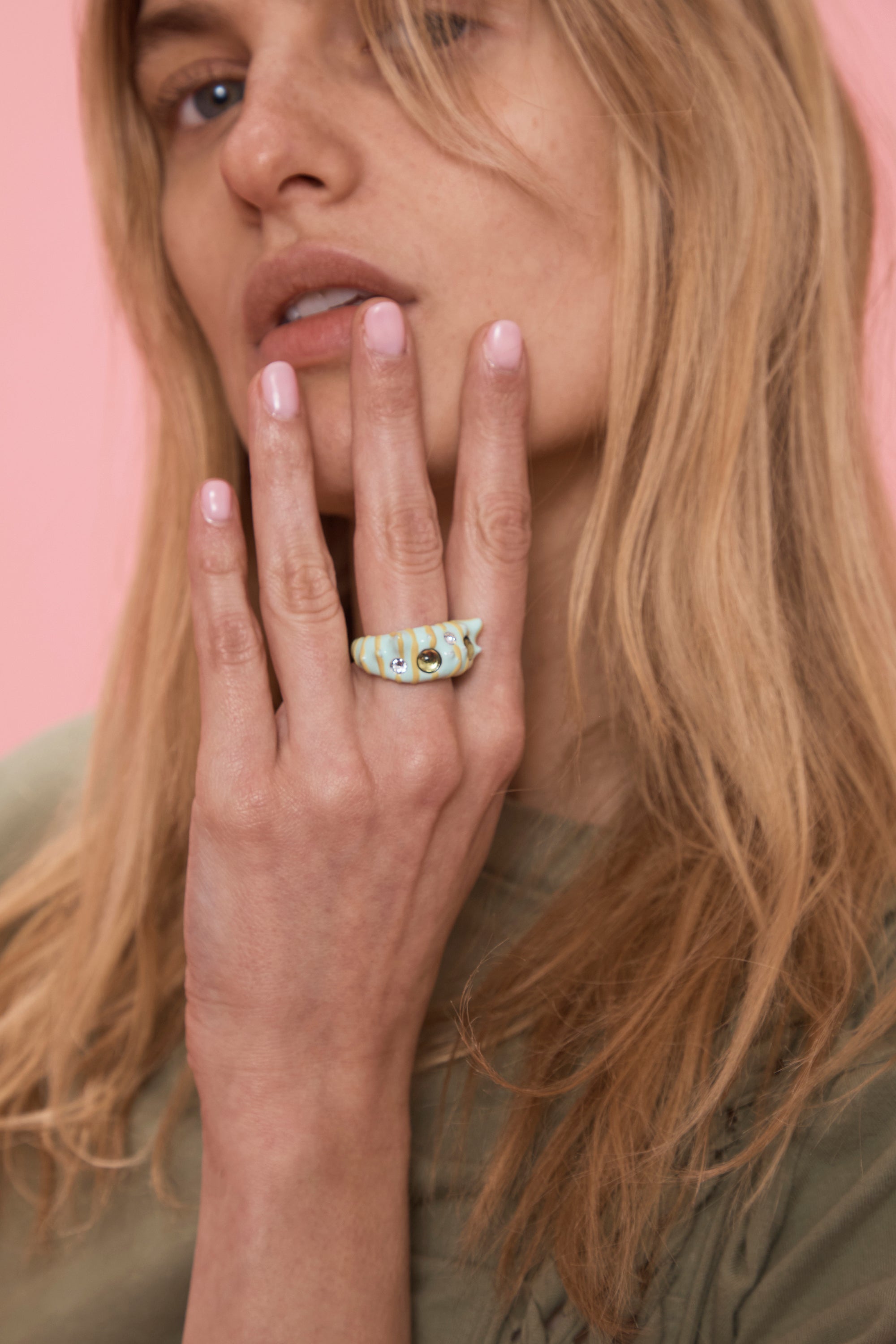 LEMON STRIPE DEMI ALIEN RING