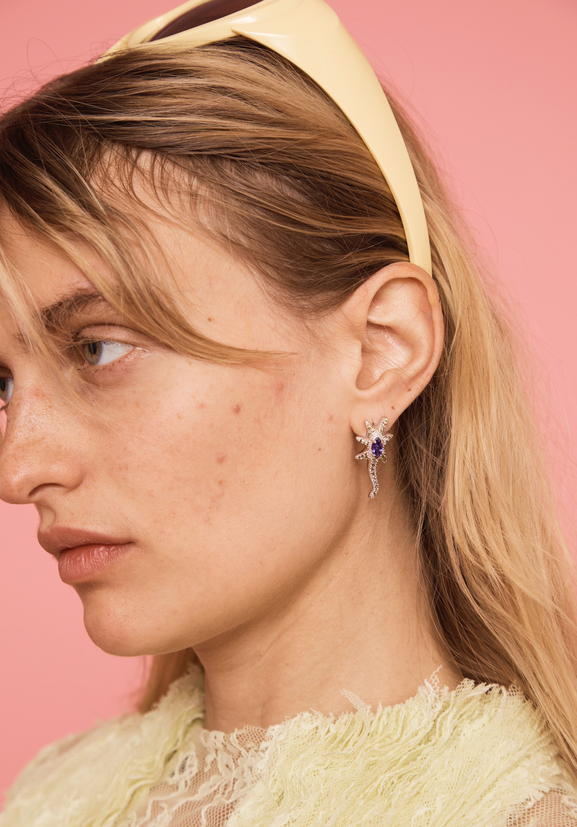 OLIVE LAVANDER STAR TRAIL EARRINGS