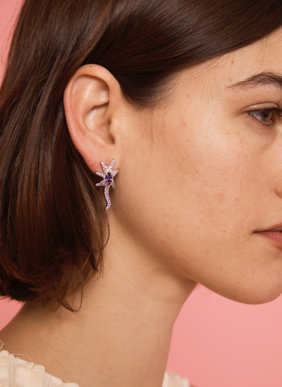 EMERALD PINK STAR TRAIL EARRINGS