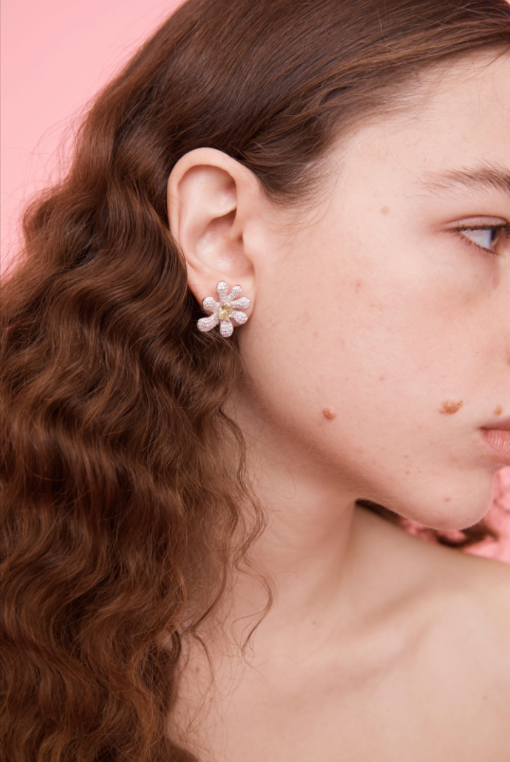 CRYSTAL PAVE SQUASHED BLOSSOM EARRING
