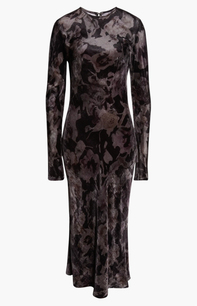 BLACK WATERCOLOR ROSES YURI DRESS