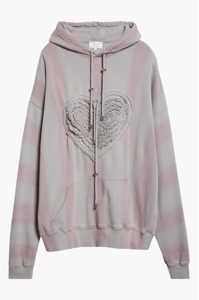 FOG STRIPE SOFT HEART HOODIE
