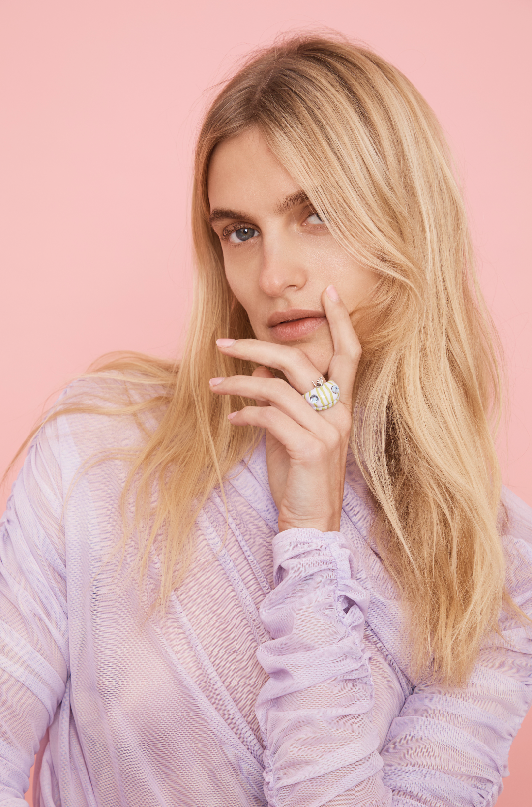 LILAC GREEN STRIPE FROG PRINCE RING