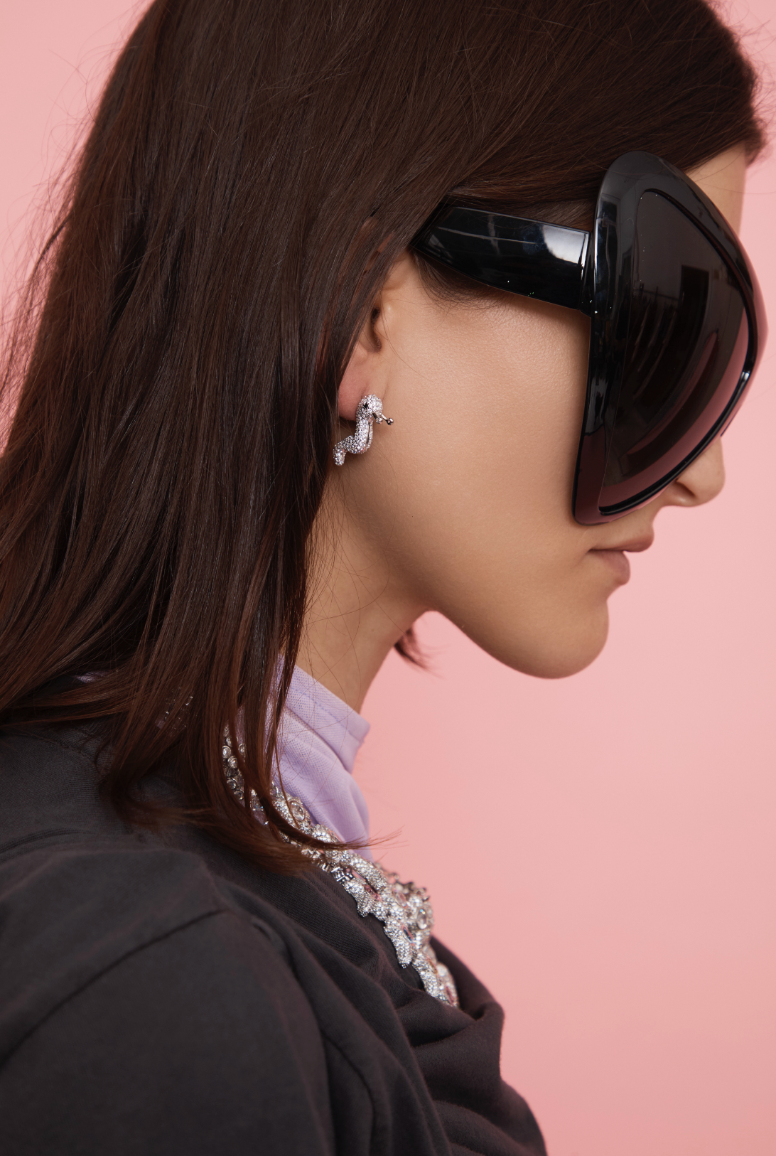 CRYSTAL CLEAR SLUG EARRINGS