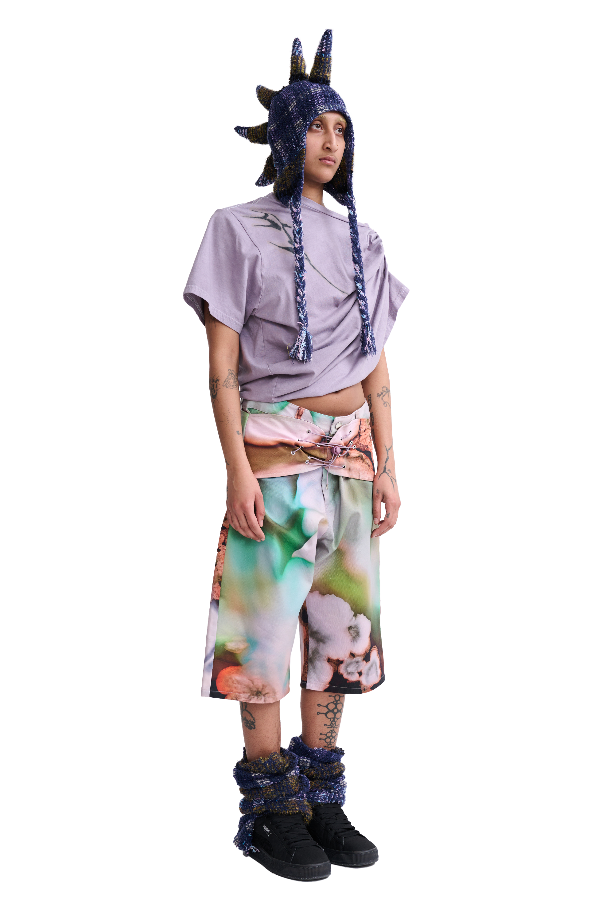 VITELLI PURPLE PLAID SPIKY HAT