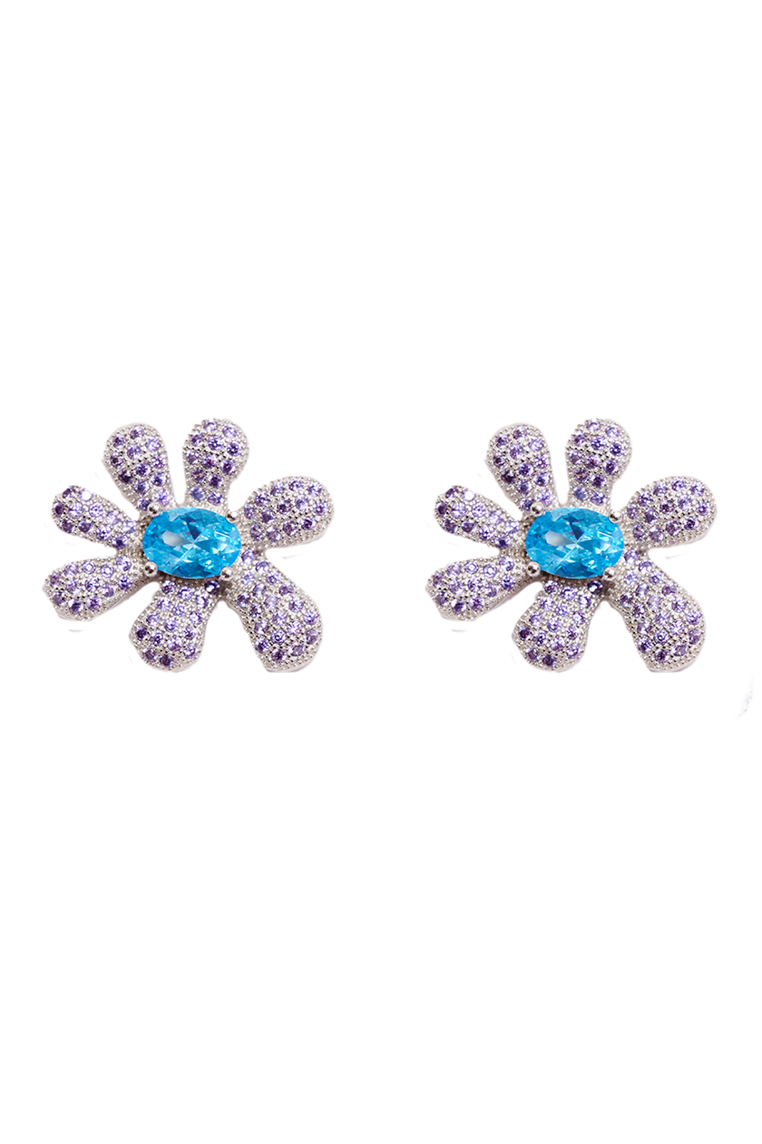 AMETHYST AQUA PAVE SQUASHED BLOSSOM EARRING