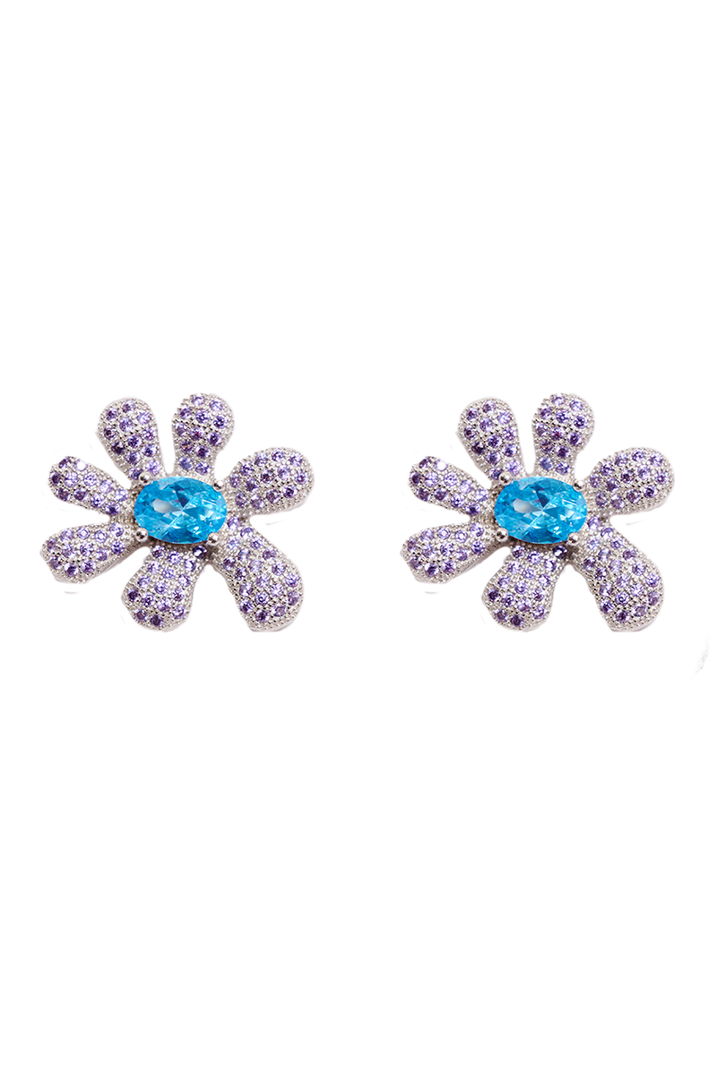 AMETHYST PAVE SQUASHED BLOSSOM EARRING
